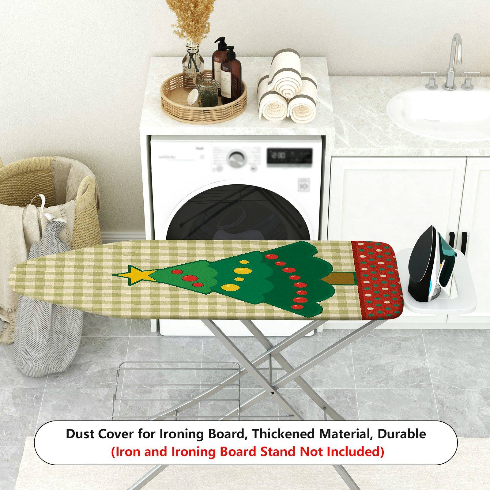 1-Piece Christmas Tree Festive Plaid  Ironing Board Cover, Universal Size, Without Board