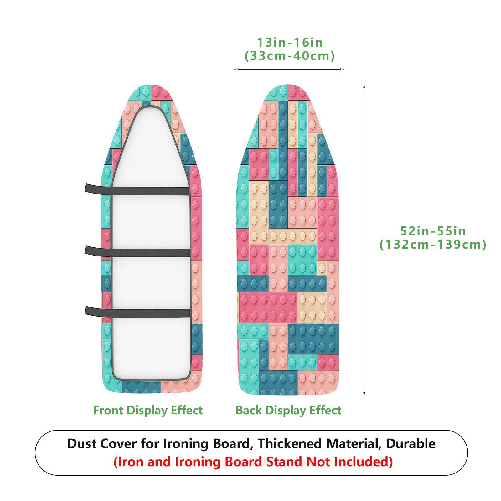 1-Piece Colorful Block Pattern Fun Puzzle  Ironing Board Cover, Universal Size, Without Board
