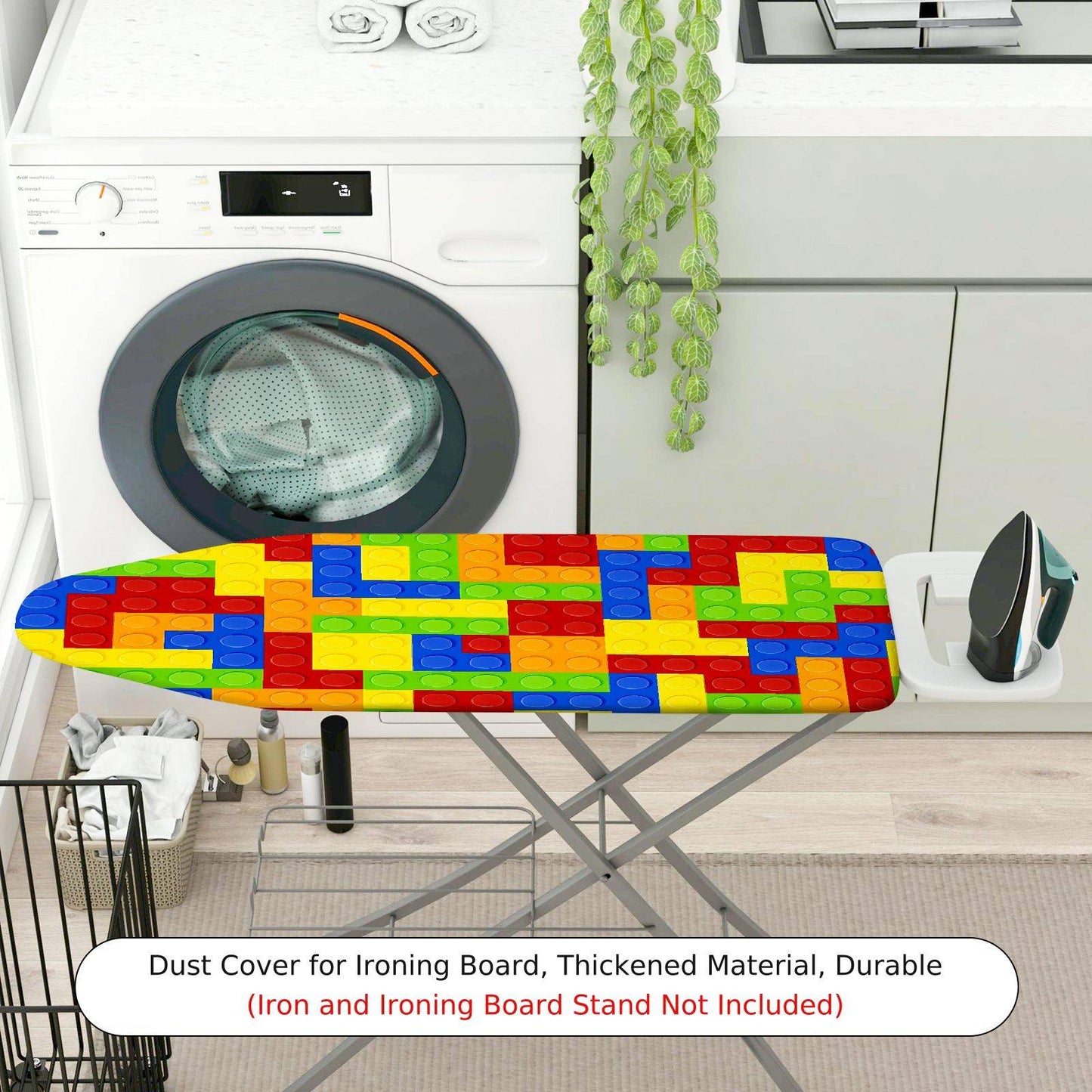 1-Piece Colorful Blocks Pattern Fun Decor  Ironing Board Cover, Universal Size, Without Board