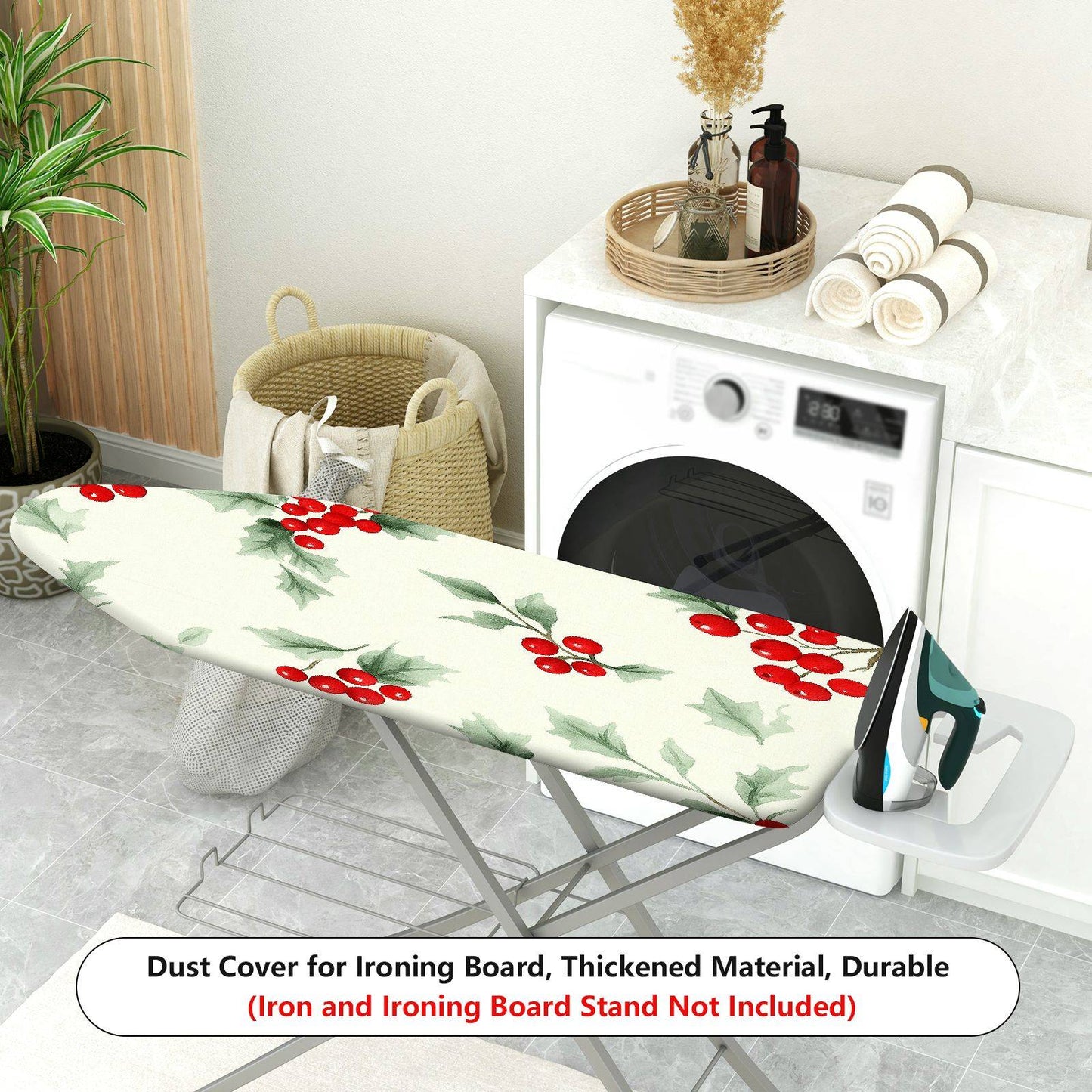 1-Piece Christmas Berry Leaves Holly  Ironing Board Cover, Universal Size, Without Board