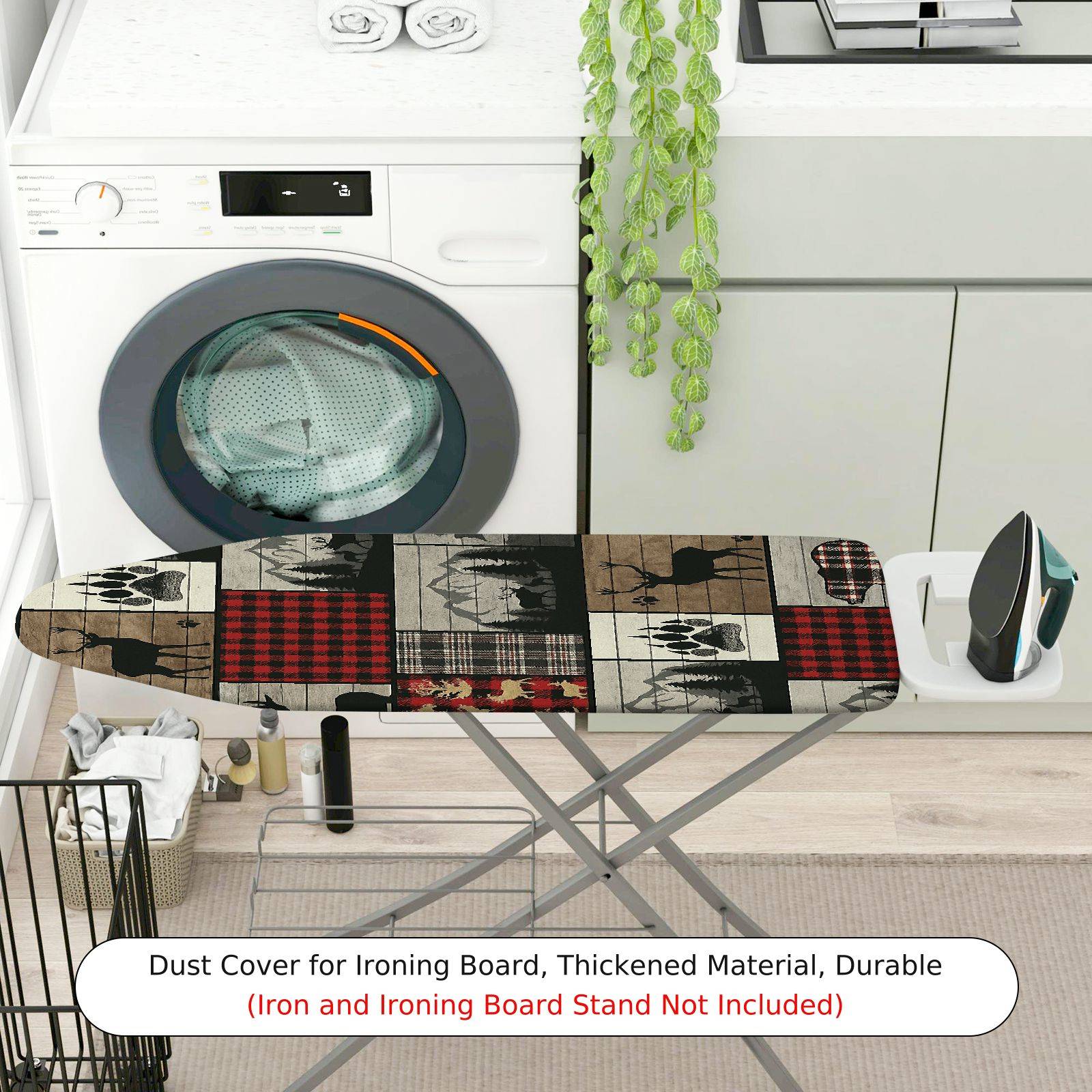 1-Piece Plaid Deer Pattern Patchwork  Ironing Board Cover, Universal Size, Without Board