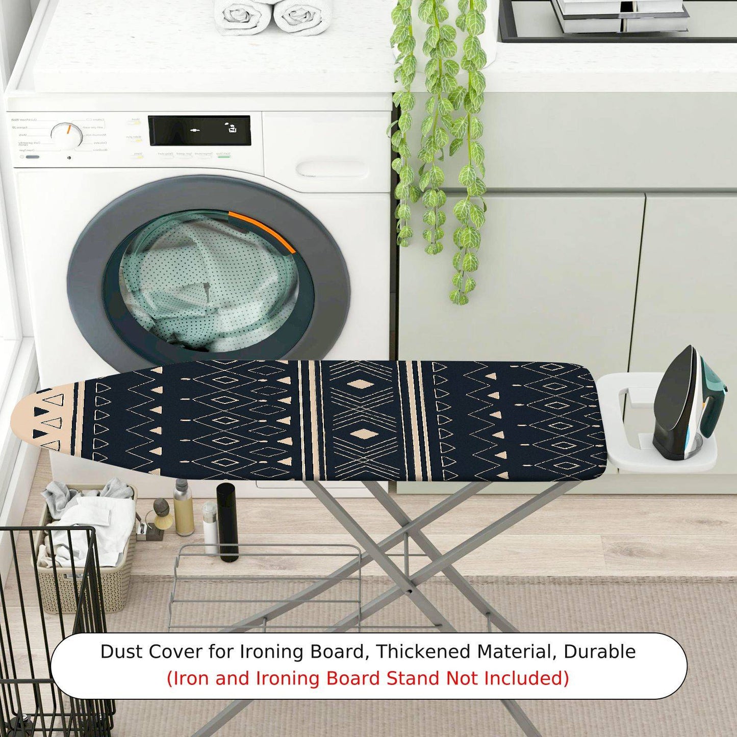 1-Piece Geometric Pattern Black Beige  Ironing Board Cover, Universal Size, Without Board