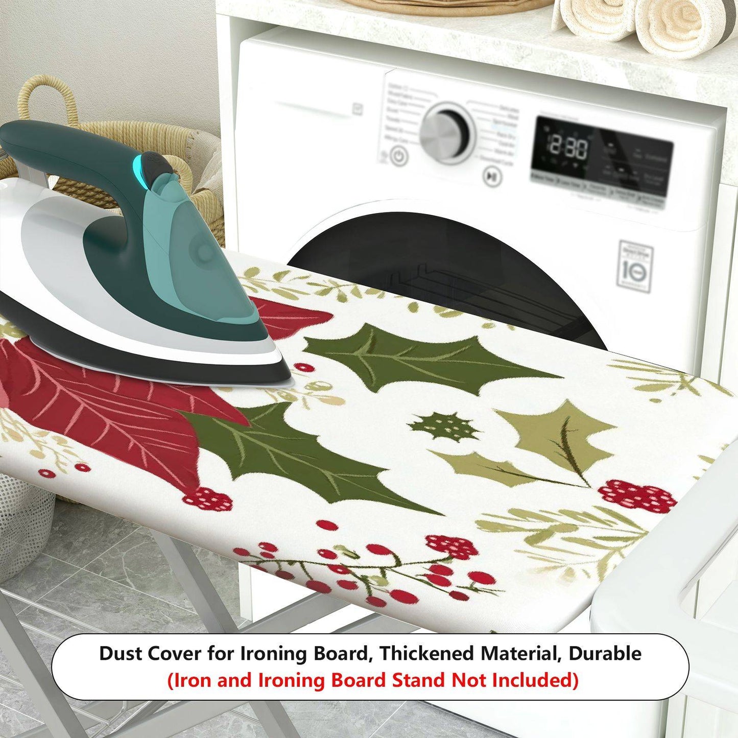 1-Piece Christmas Poinsettia Festive  Ironing Board Cover, Universal Size, Without Board