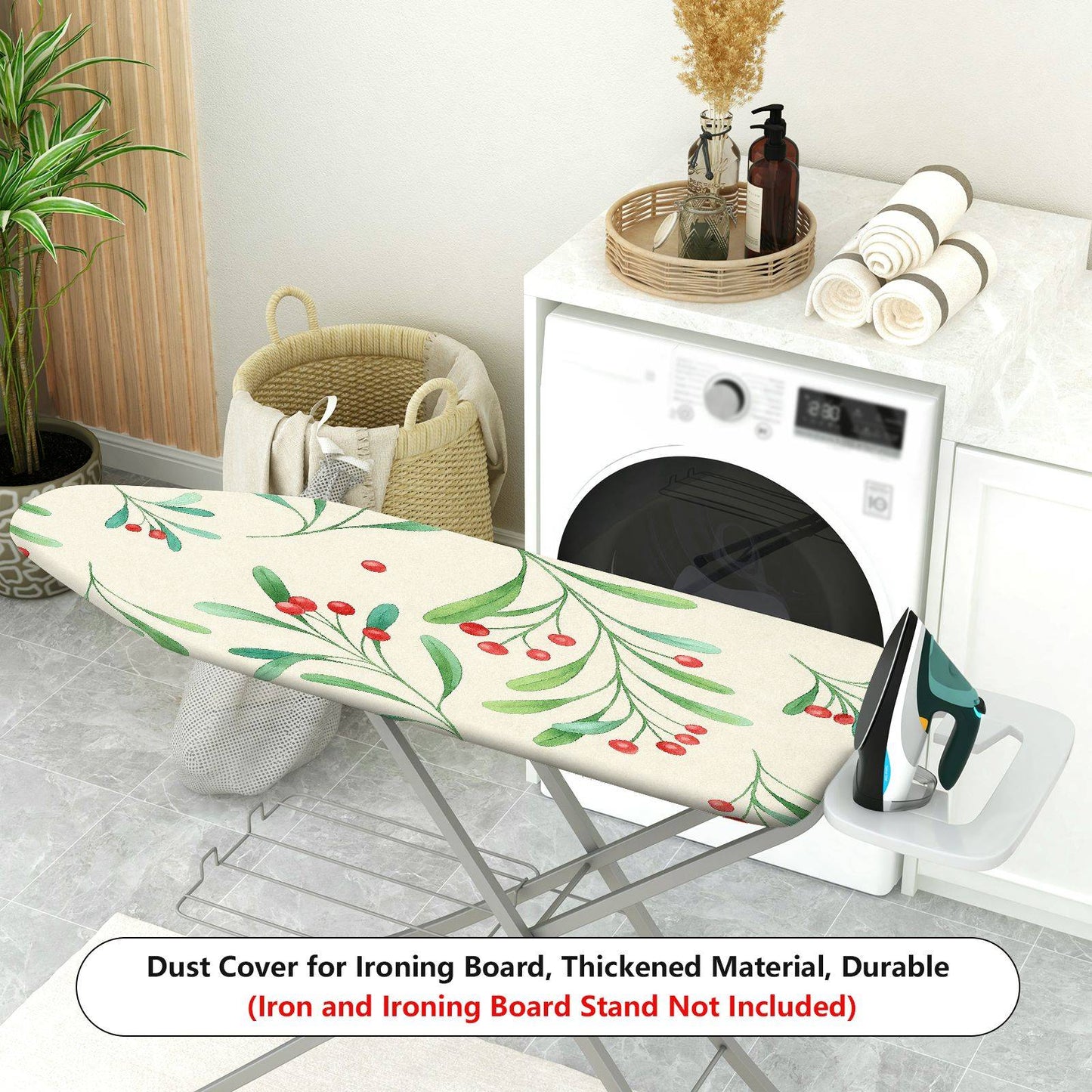 1-Piece Christmas Greenberry Leaf  Ironing Board Cover, Universal Size, Without Board