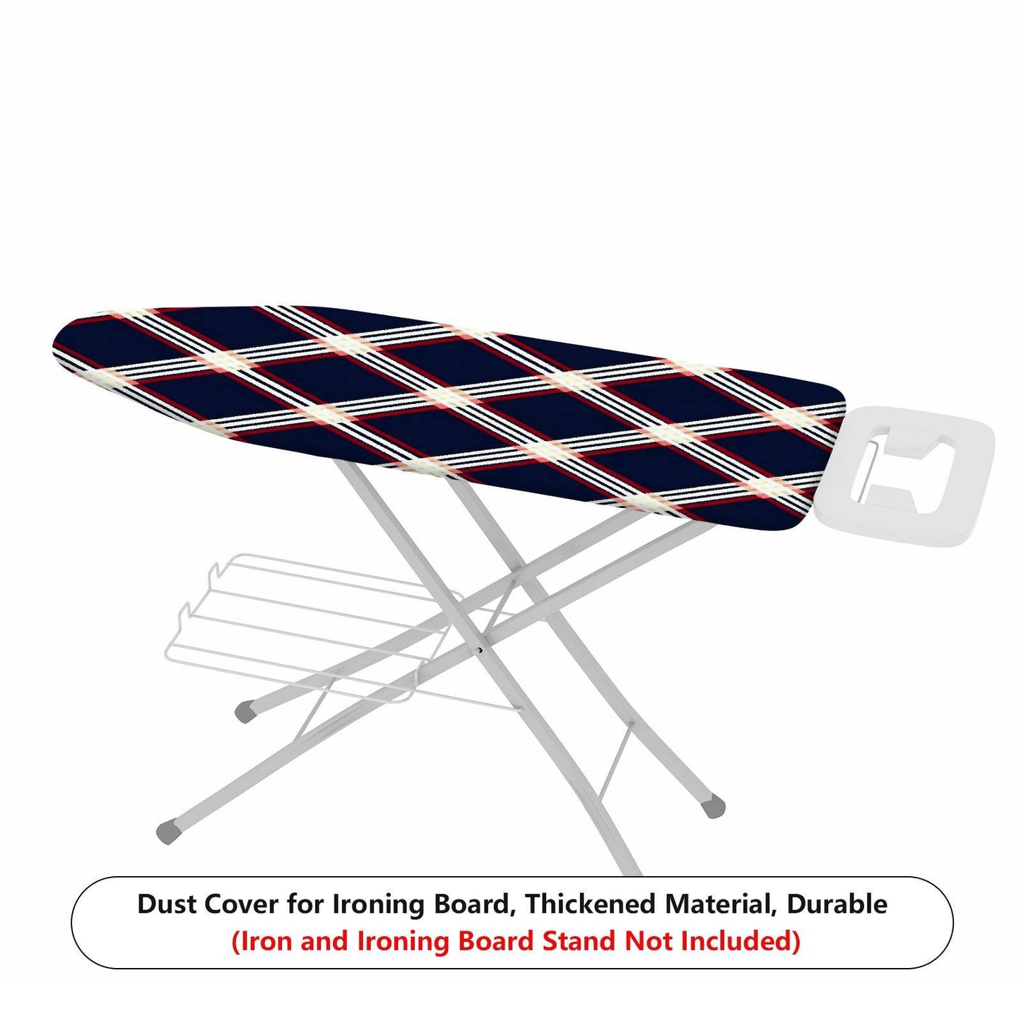 1-Piece Plaid Navy Red White  Ironing Board Cover, Universal Size, Without Board