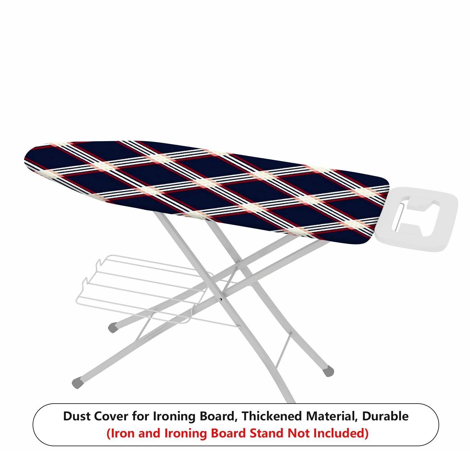 1-Piece Plaid Navy Red White  Ironing Board Cover, Universal Size, Without Board