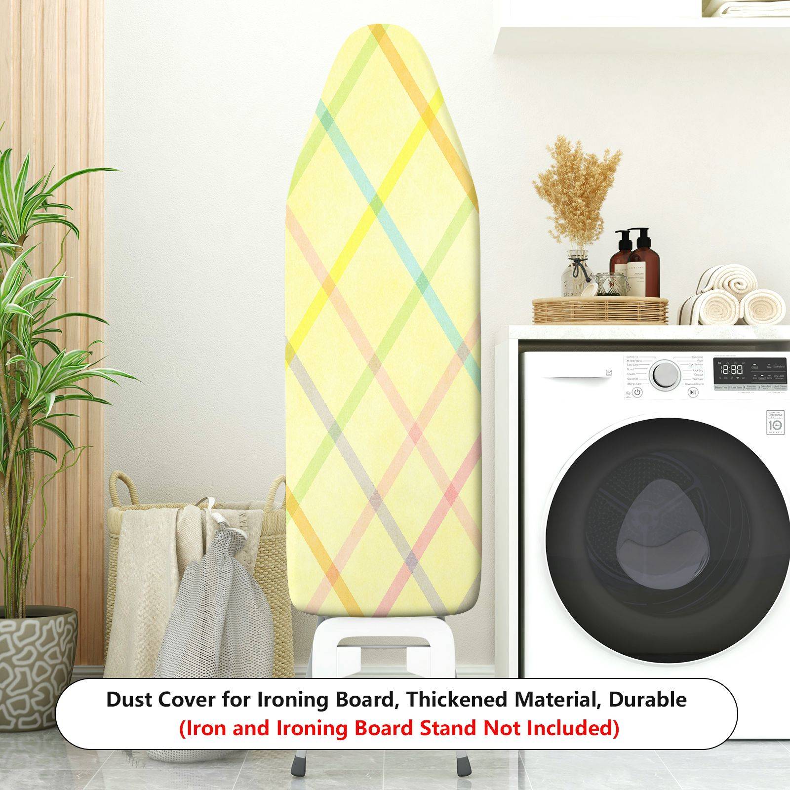 1-Piece Plaid Yellow Pastel  Ironing Board Cover, Universal Size, Without Board