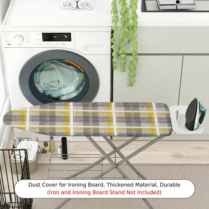 1-Piece Plaid Yellow Gray  Ironing Board Cover, Universal Size, Without Board