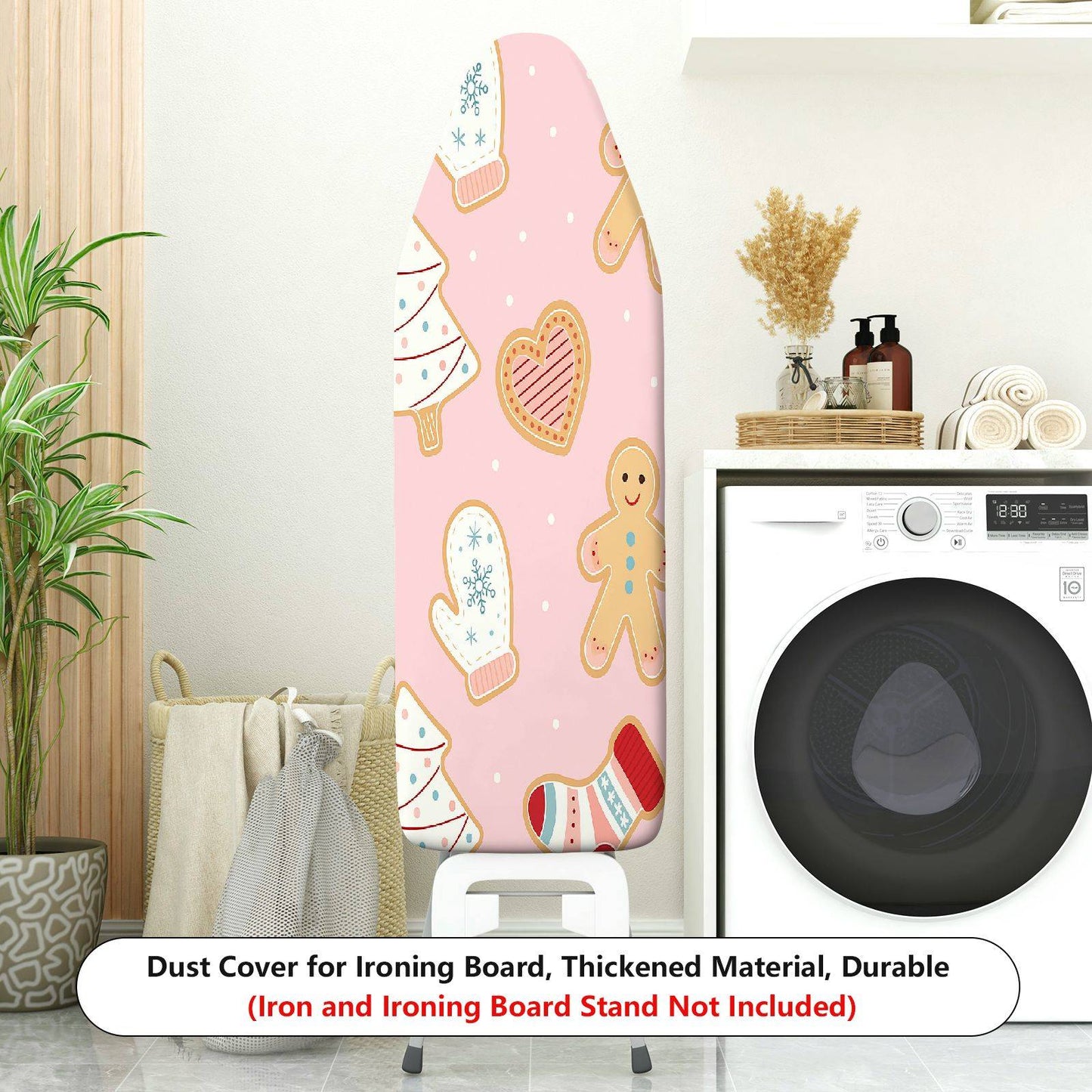 1-Piece Christmas Gingerbread Heart  Ironing Board Cover, Universal Size, Without Board