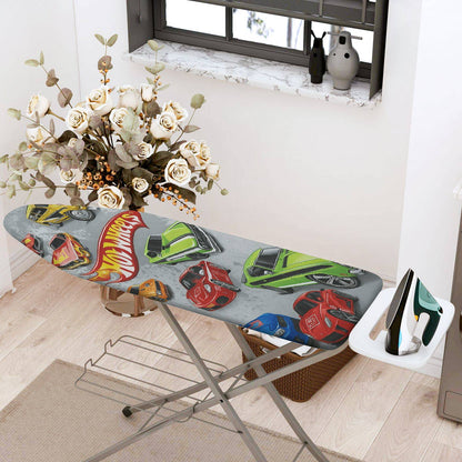 1-Piece Race Cars Colorful Fun  Ironing Board Cover, Universal Size, Without Board