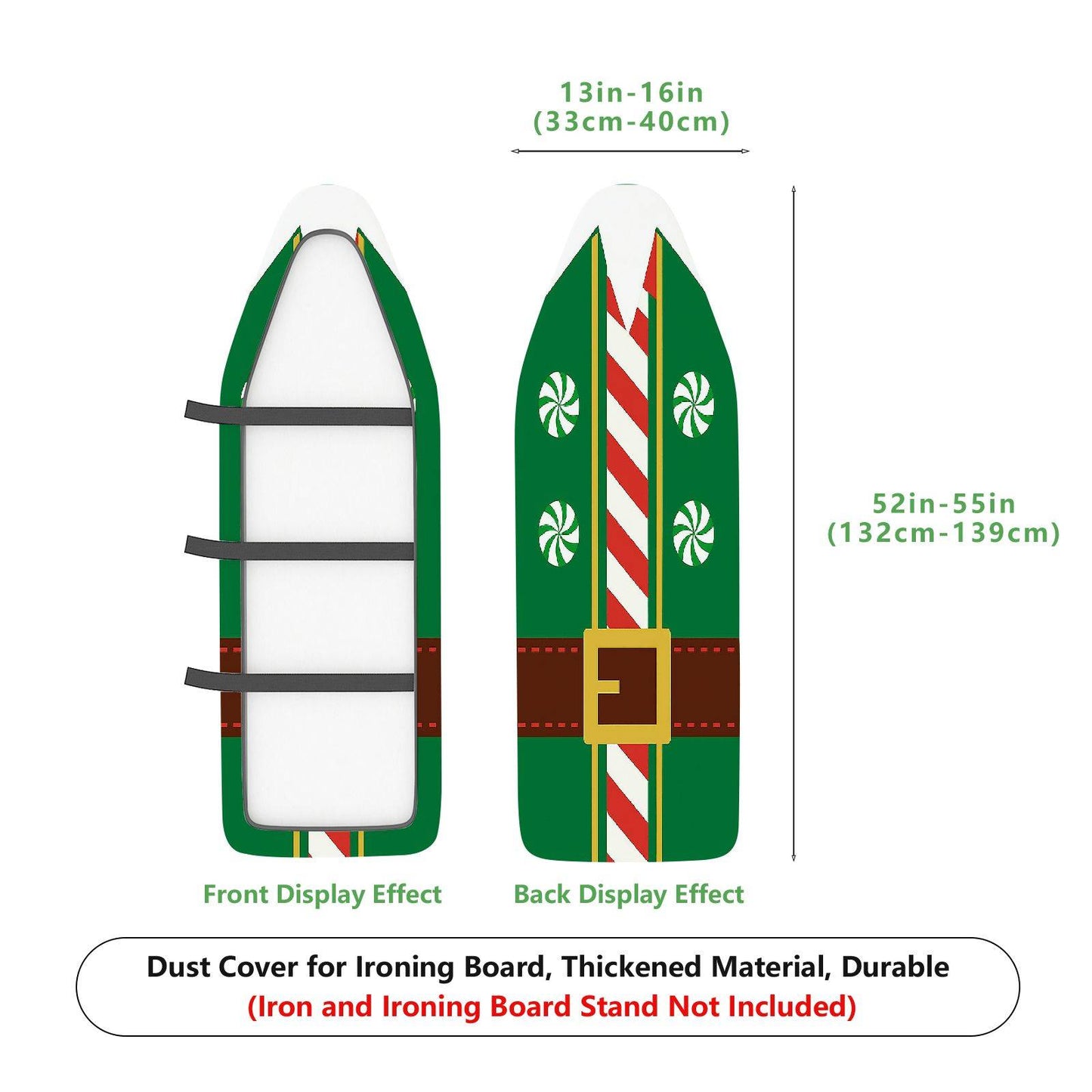 1-Piece Christmas Elf Candy Cane  Ironing Board Cover, Universal Size, Without Board