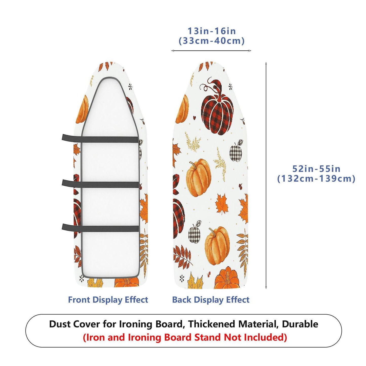 1-Piece Pumpkin Plaid Autumn  Ironing Board Cover, Universal Size, Without Board