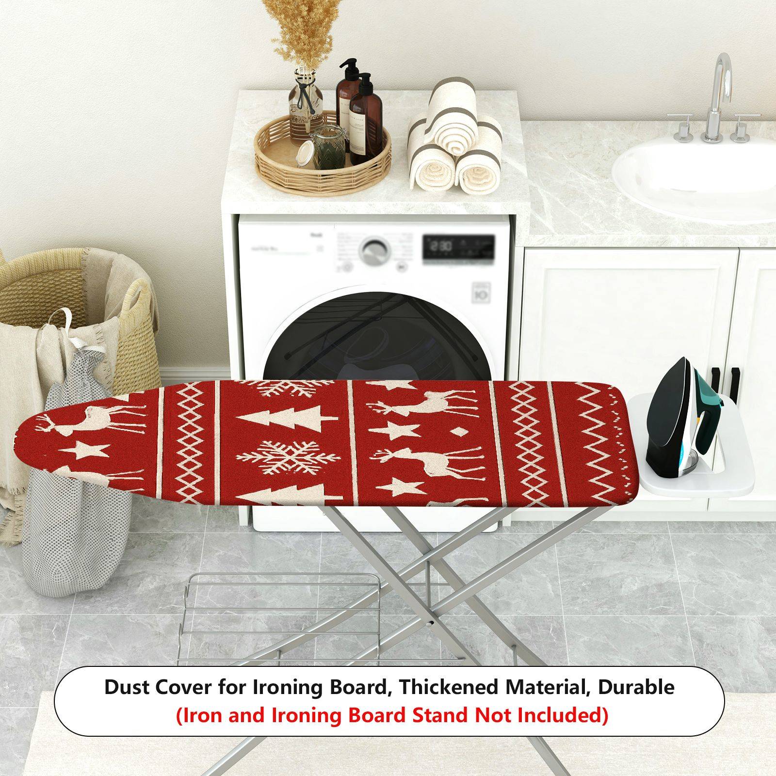 1-Piece Christmas Reindeer Snowflake  Ironing Board Cover, Universal Size, Without Board