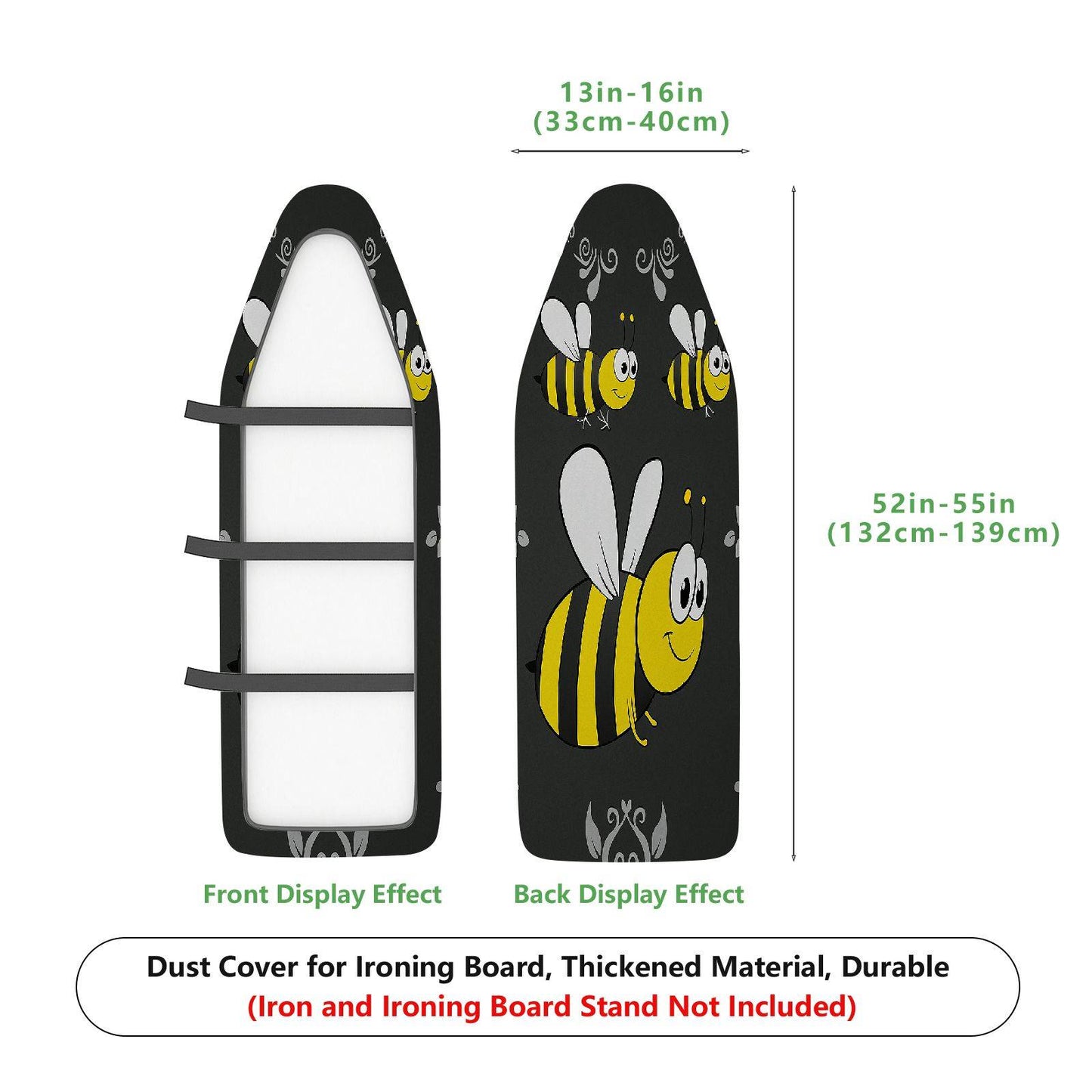 1-Piece Cute Bee  Black  Ironing Board Cover, Universal Size, Without Board