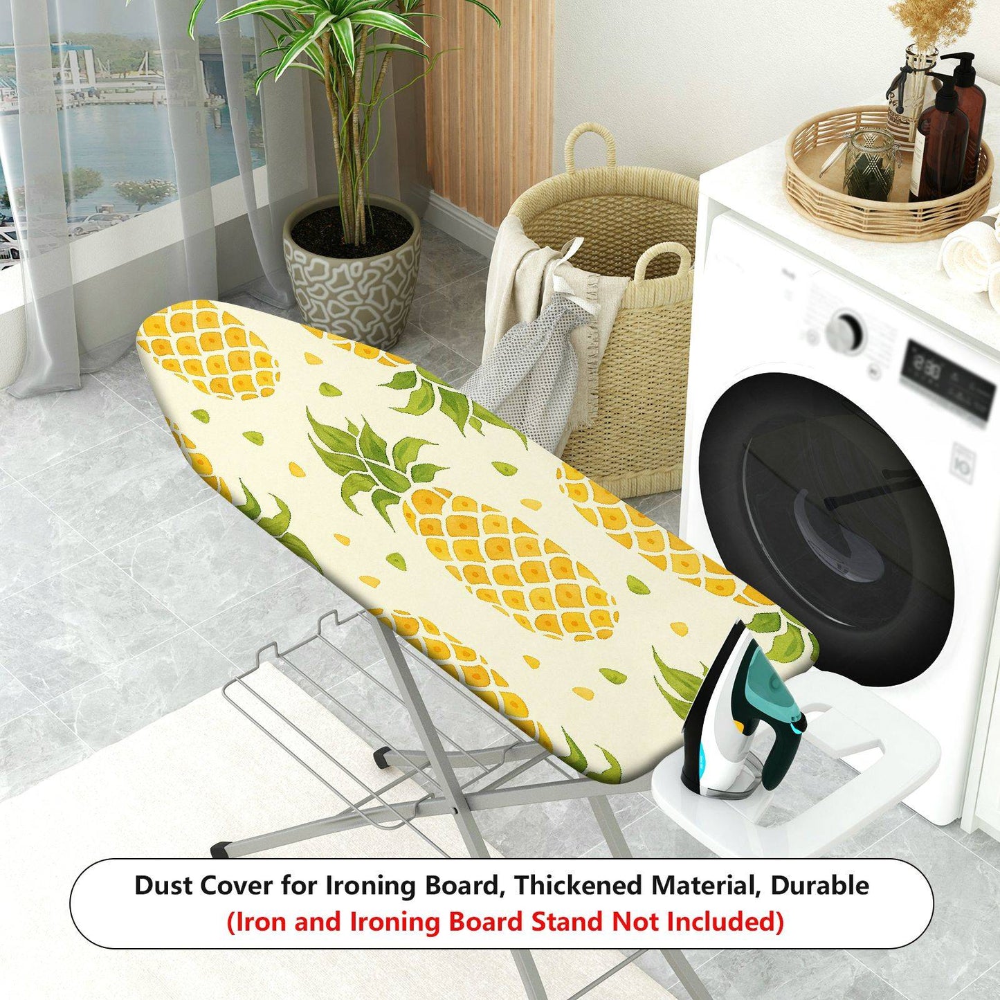 1-Piece Pineapple Pattern Yellow Green Fruit Theme  Ironing Board Cover, Universal Size, Without Board