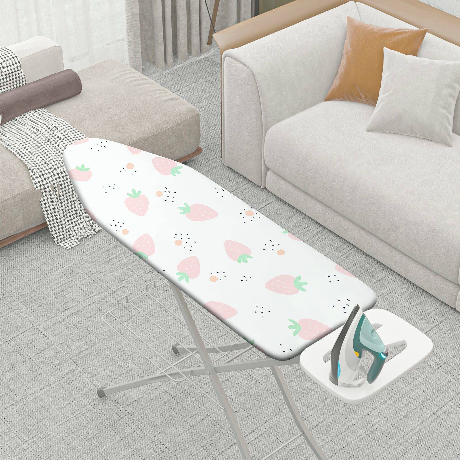 1-Piece Strawberry Floral Cute  Ironing Board Cover, Universal Size, Without Board