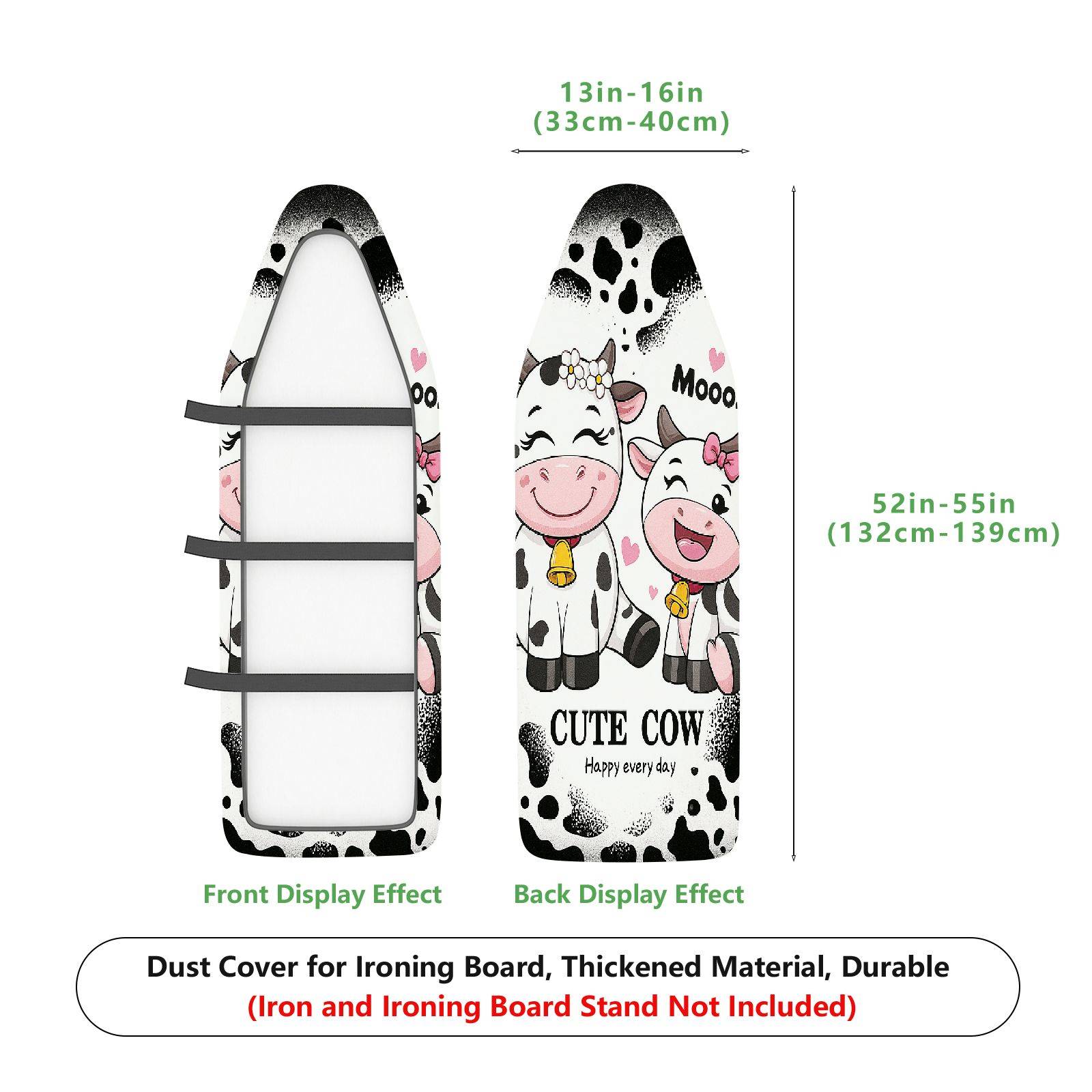 1-Piece Cow Cute Happy  Ironing Board Cover, Universal Size, Without Board
