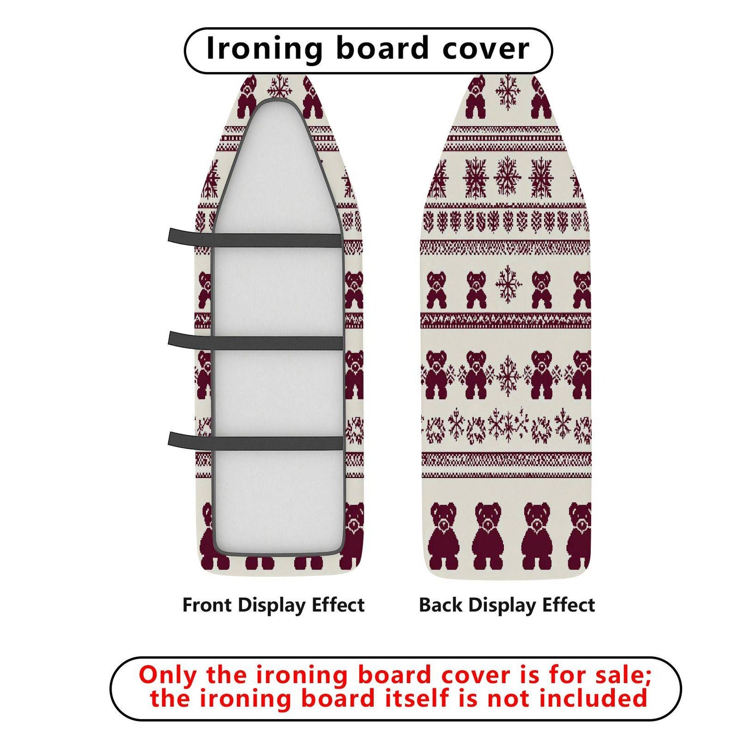 1-Piece Bear Snowflake Christmas  Ironing Board Cover, Universal Size, Without Board