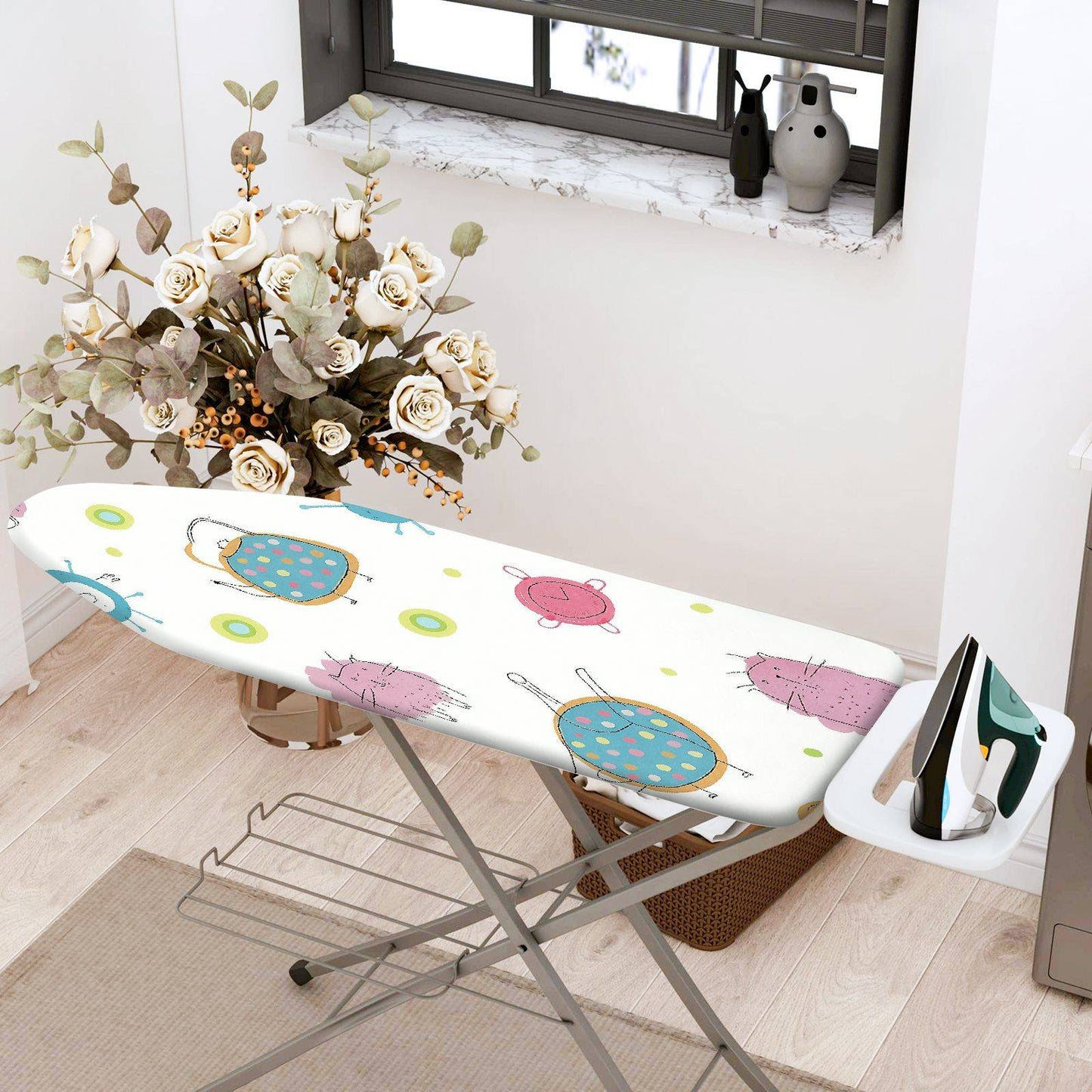 1-Piece Doodle Pattern Cute Animal  Ironing Board Cover, Universal Size, Without Board