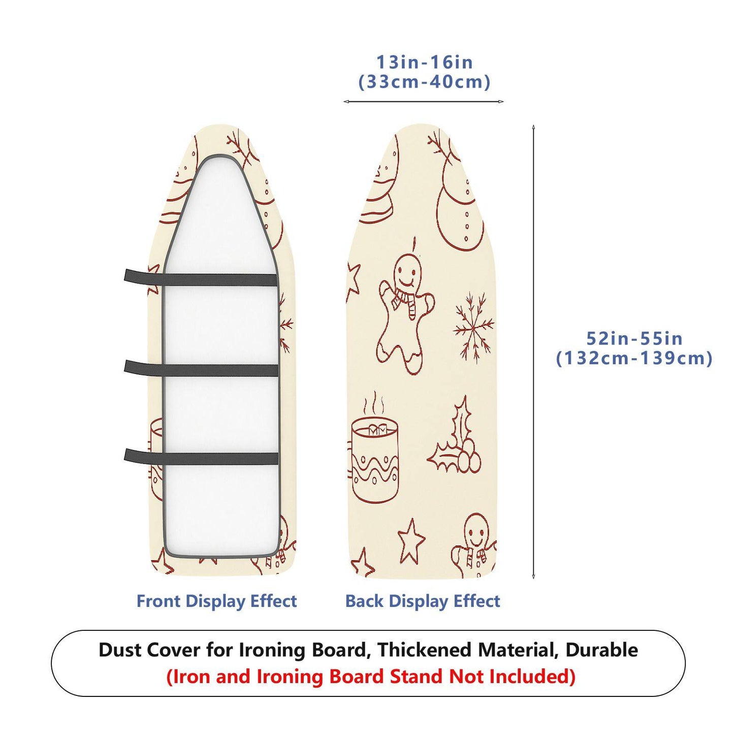 1-Piece Christmas Snowman Gingerbread  Ironing Board Cover, Universal Size, Without Board
