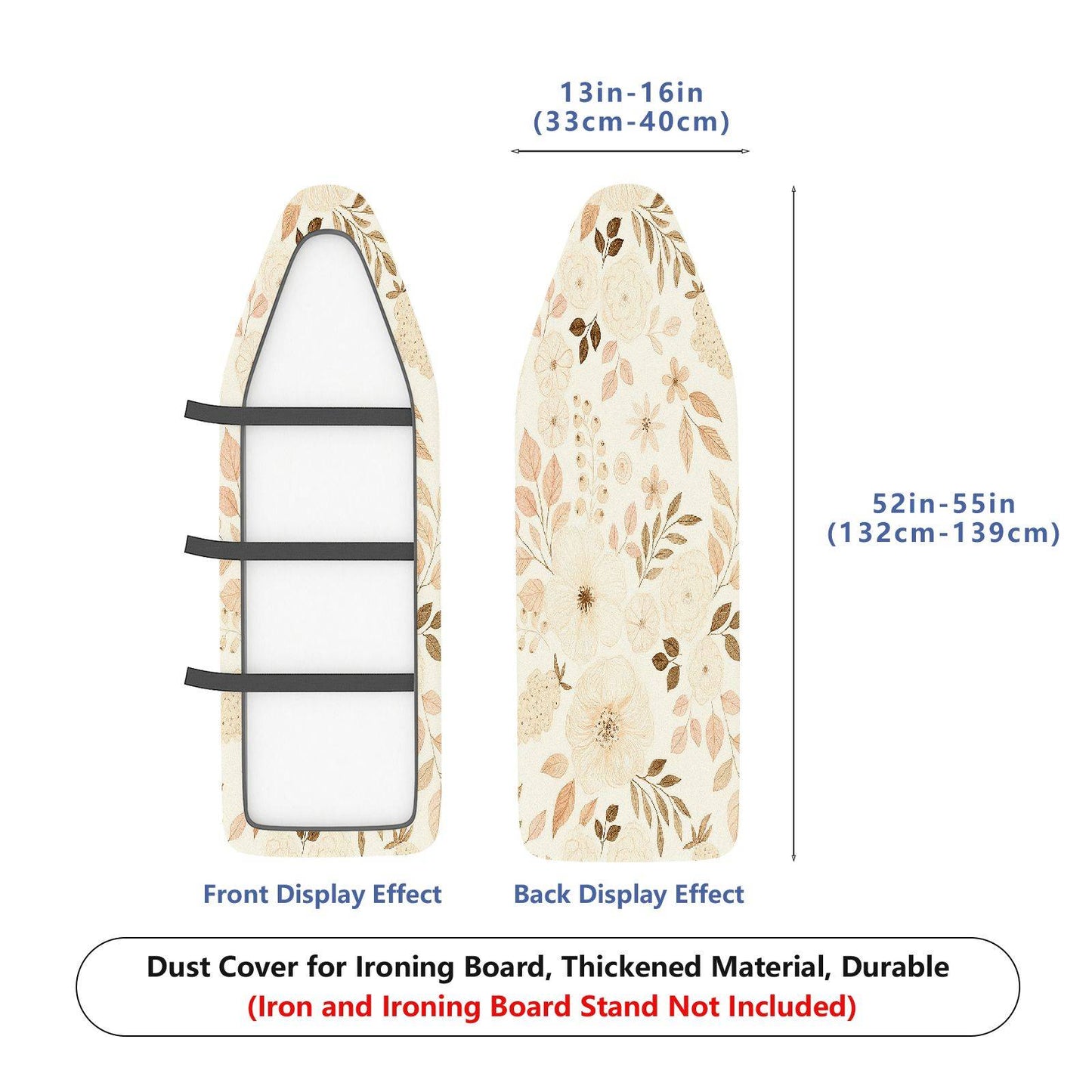 1-Piece Floral Beige Elegant  Ironing Board Cover, Universal Size, Without Board