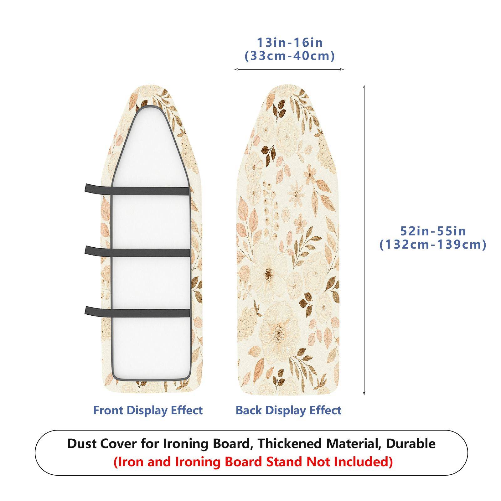 1-Piece Floral Beige Elegant  Ironing Board Cover, Universal Size, Without Board