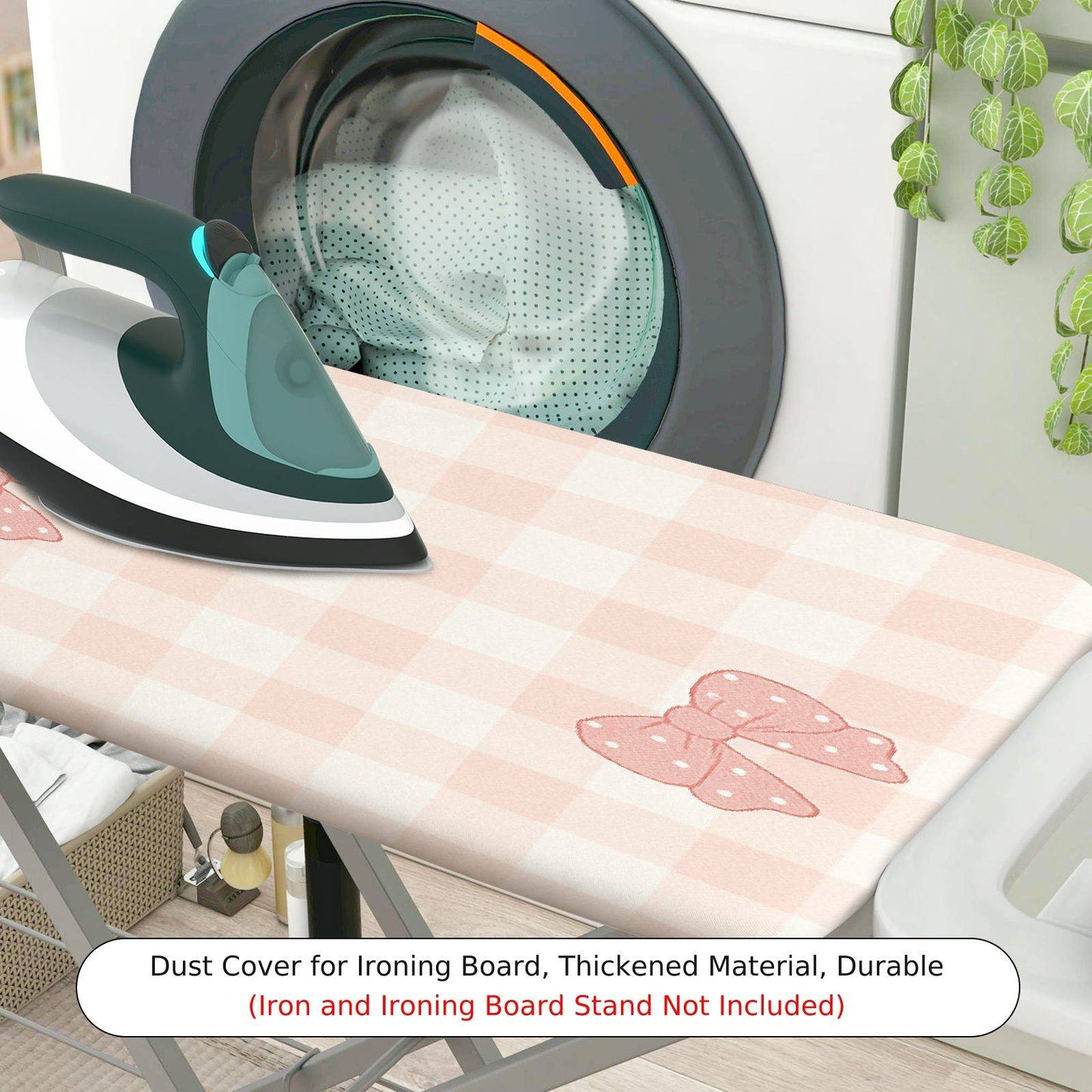 1-Piece Plaid Pink Bow  Ironing Board Cover, Universal Size, Without Board