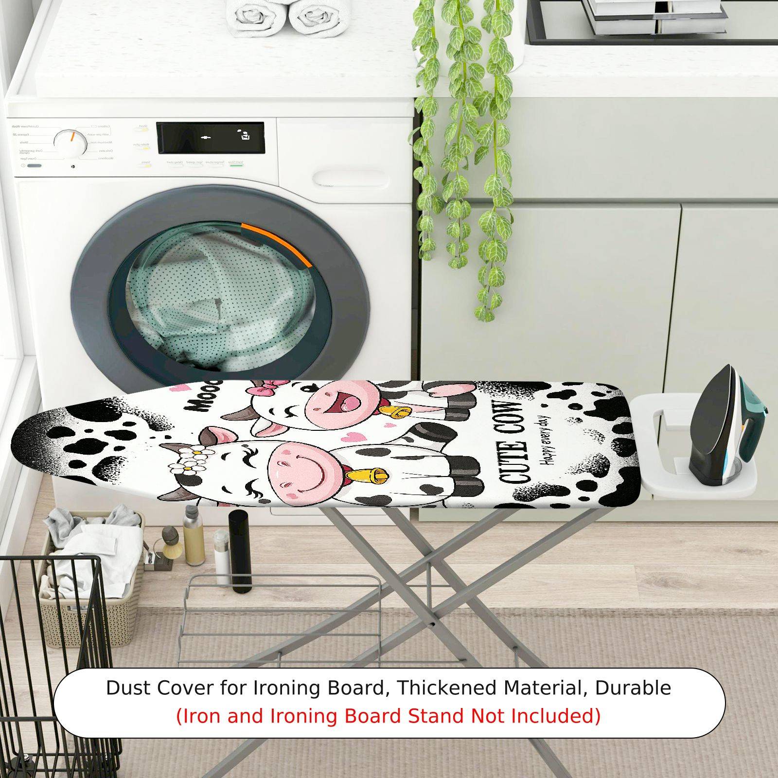 1-Piece Cow Cute Happy  Ironing Board Cover, Universal Size, Without Board