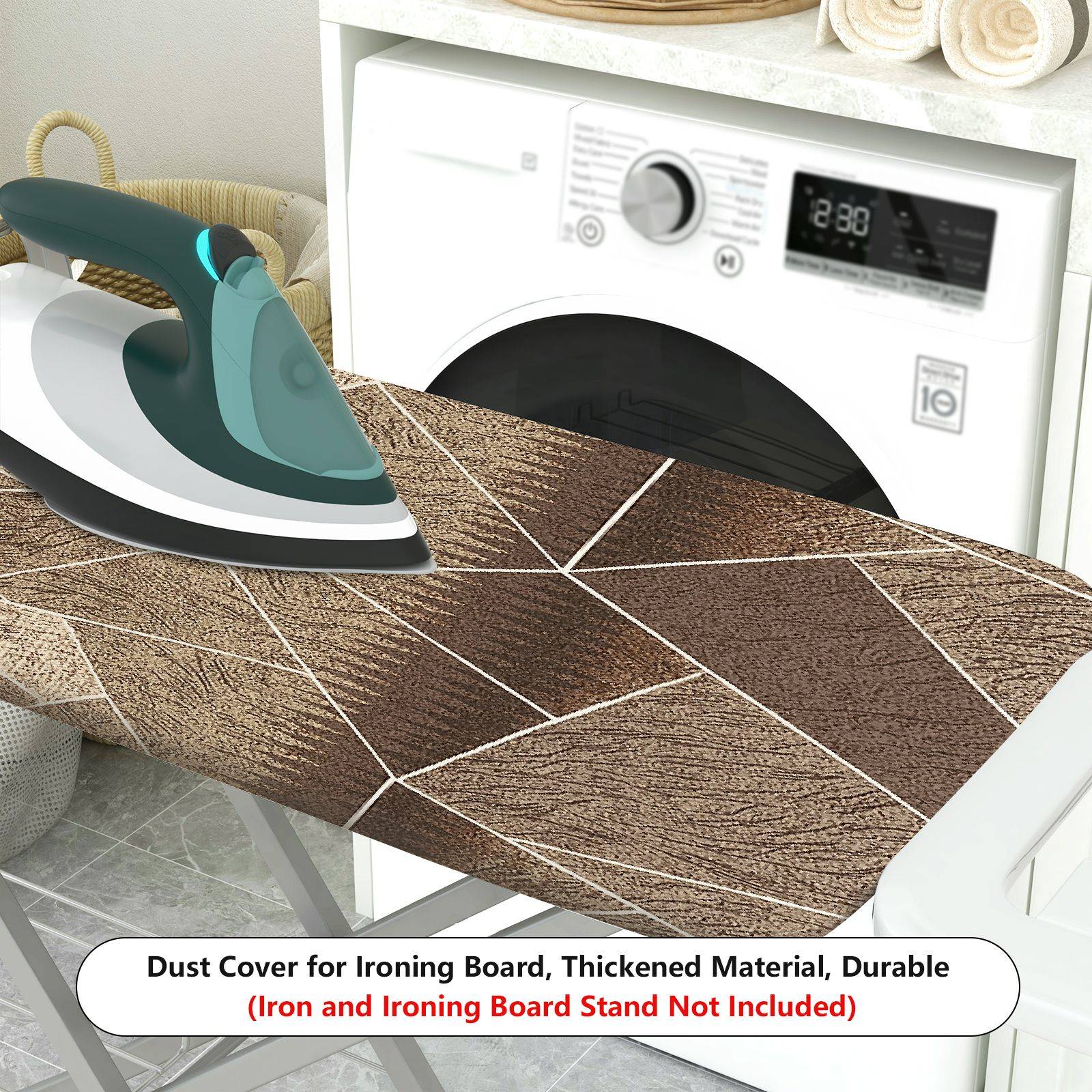 1-Piece Abstract Brown Geometric Pattern  Ironing Board Cover, Universal Size, Without Board