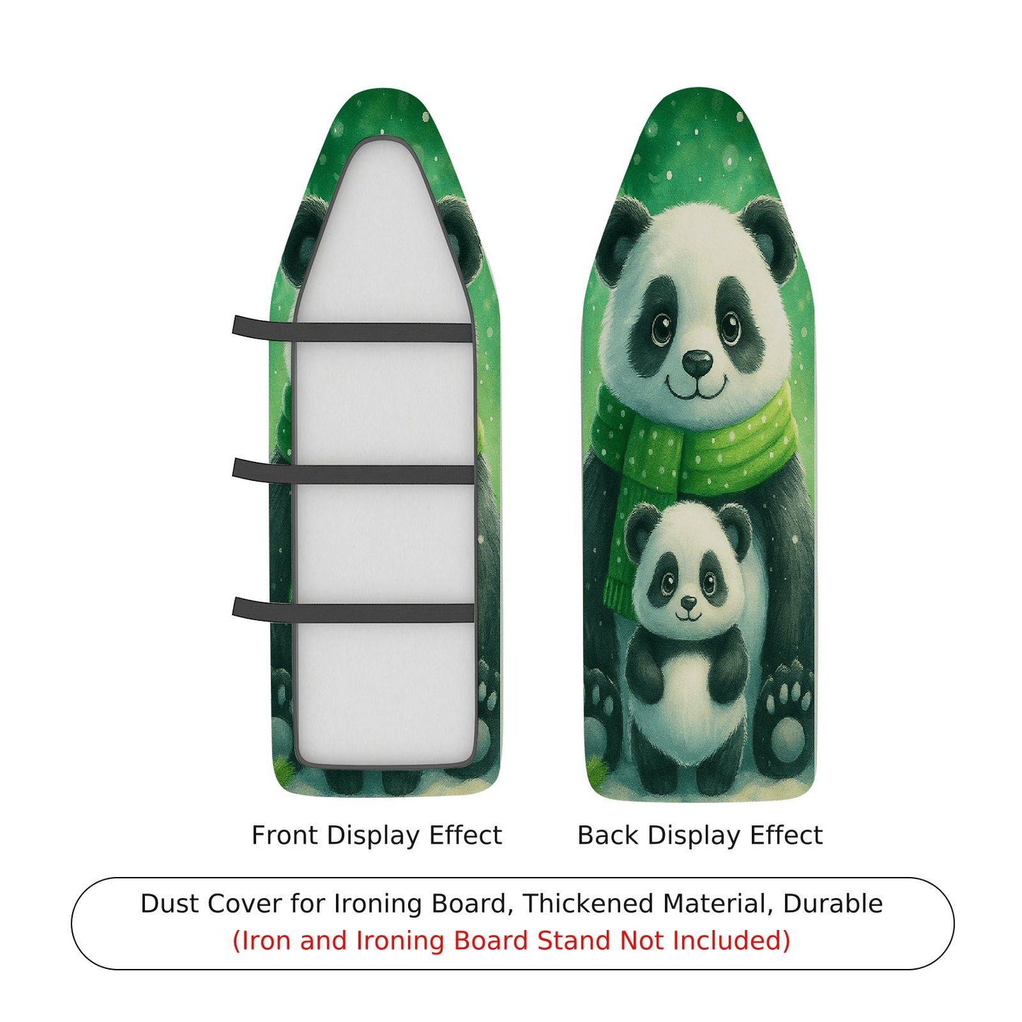 1-Piece Panda Green Cute  Ironing Board Cover, Universal Size, Without Board
