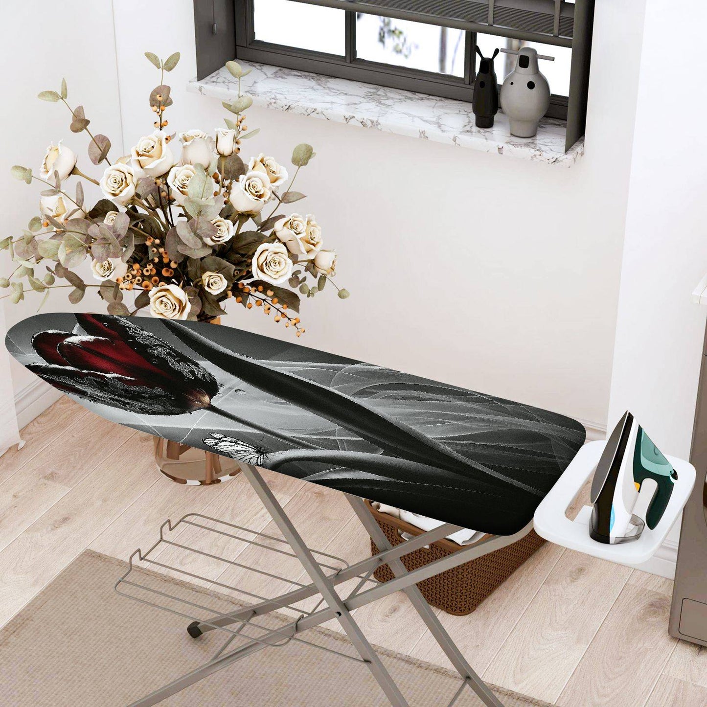 1-Piece Elegant Floral Butterfly  Ironing Board Cover, Universal Size, Without Board
