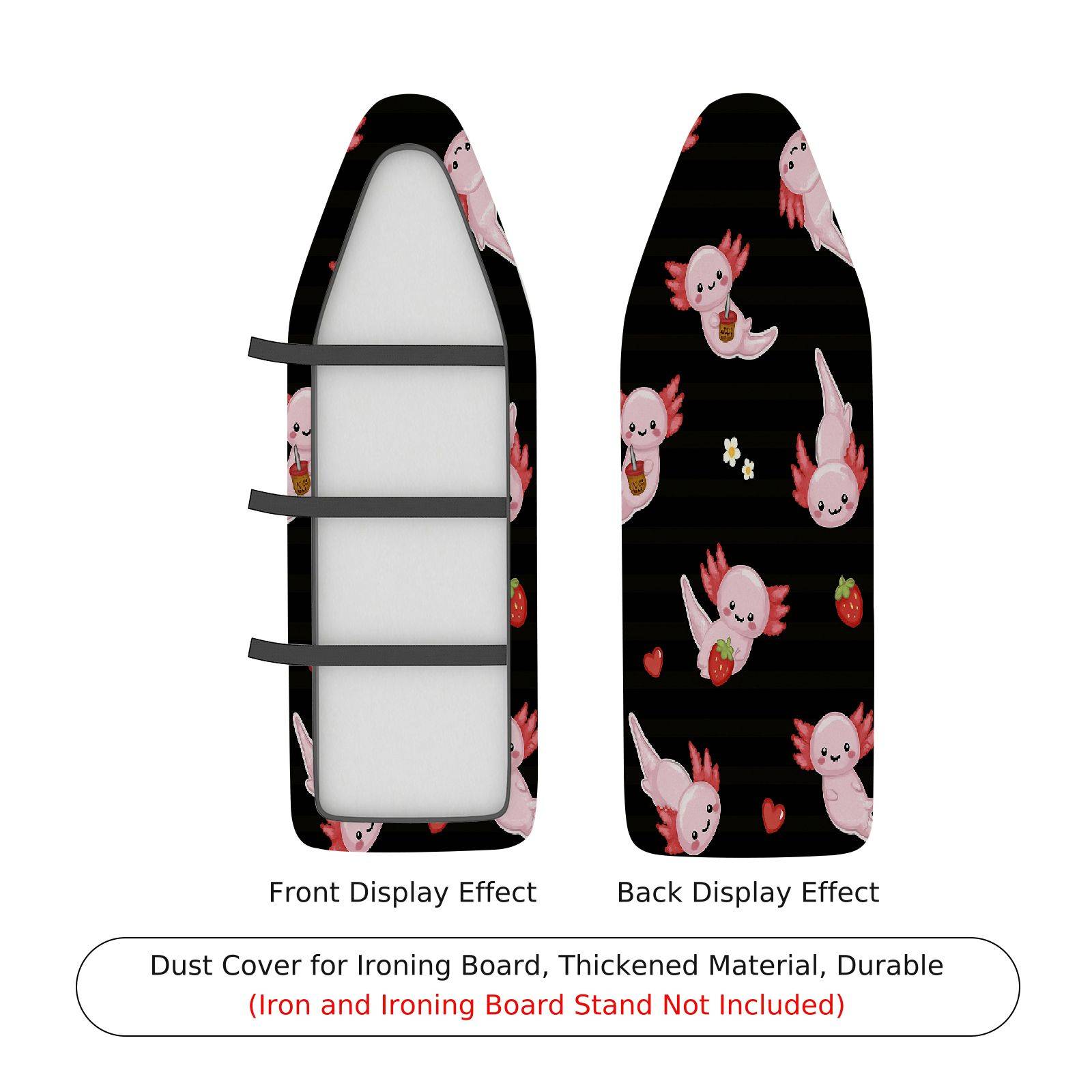 1-Piece Cute Axolotl Strawberry Floral  Ironing Board Cover, Universal Size, Without Board