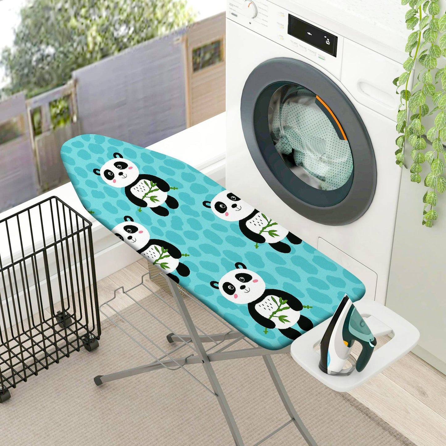 1-Piece Panda Blue Cute  Ironing Board Cover, Universal Size, Without Board