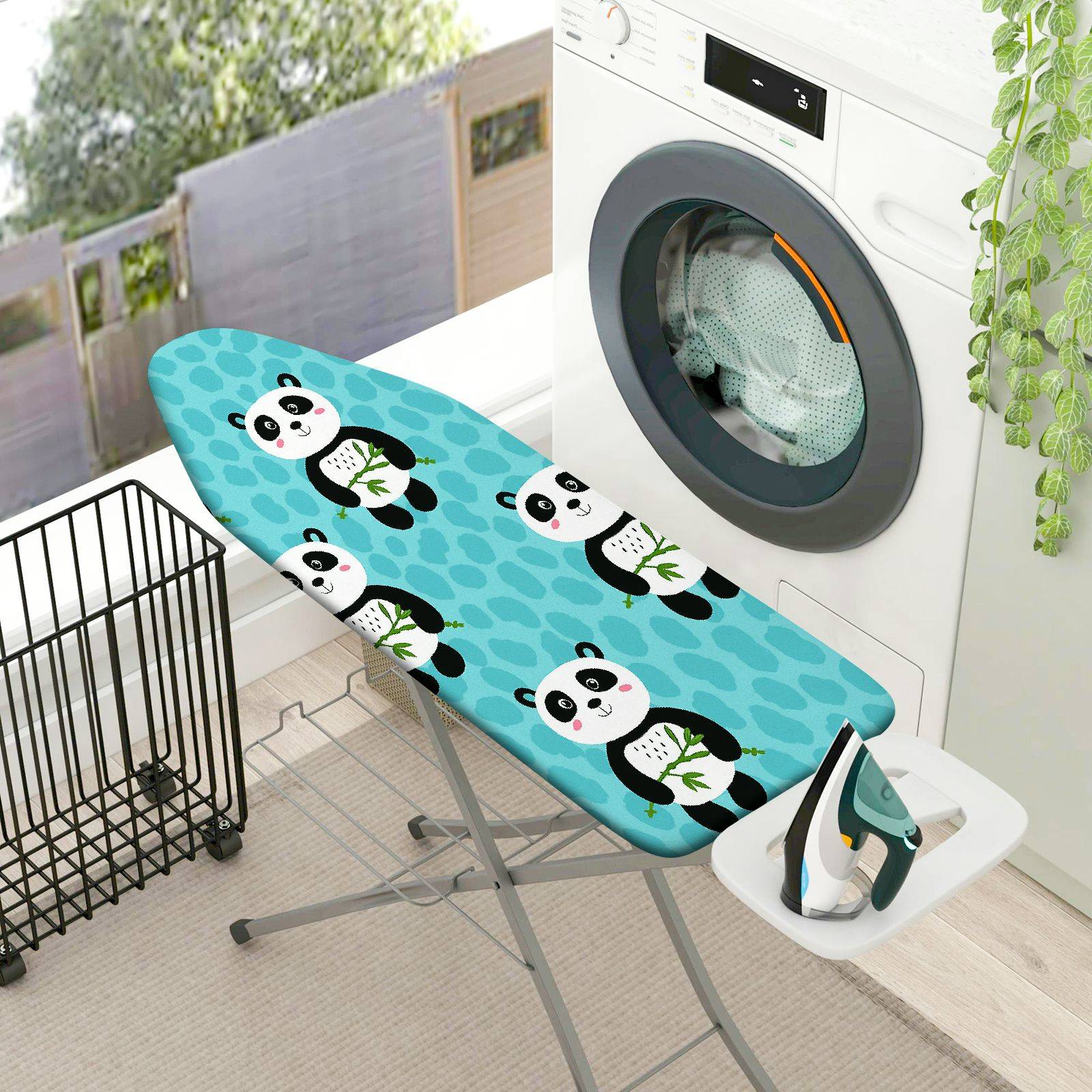 1-Piece Panda Blue Cute  Ironing Board Cover, Universal Size, Without Board