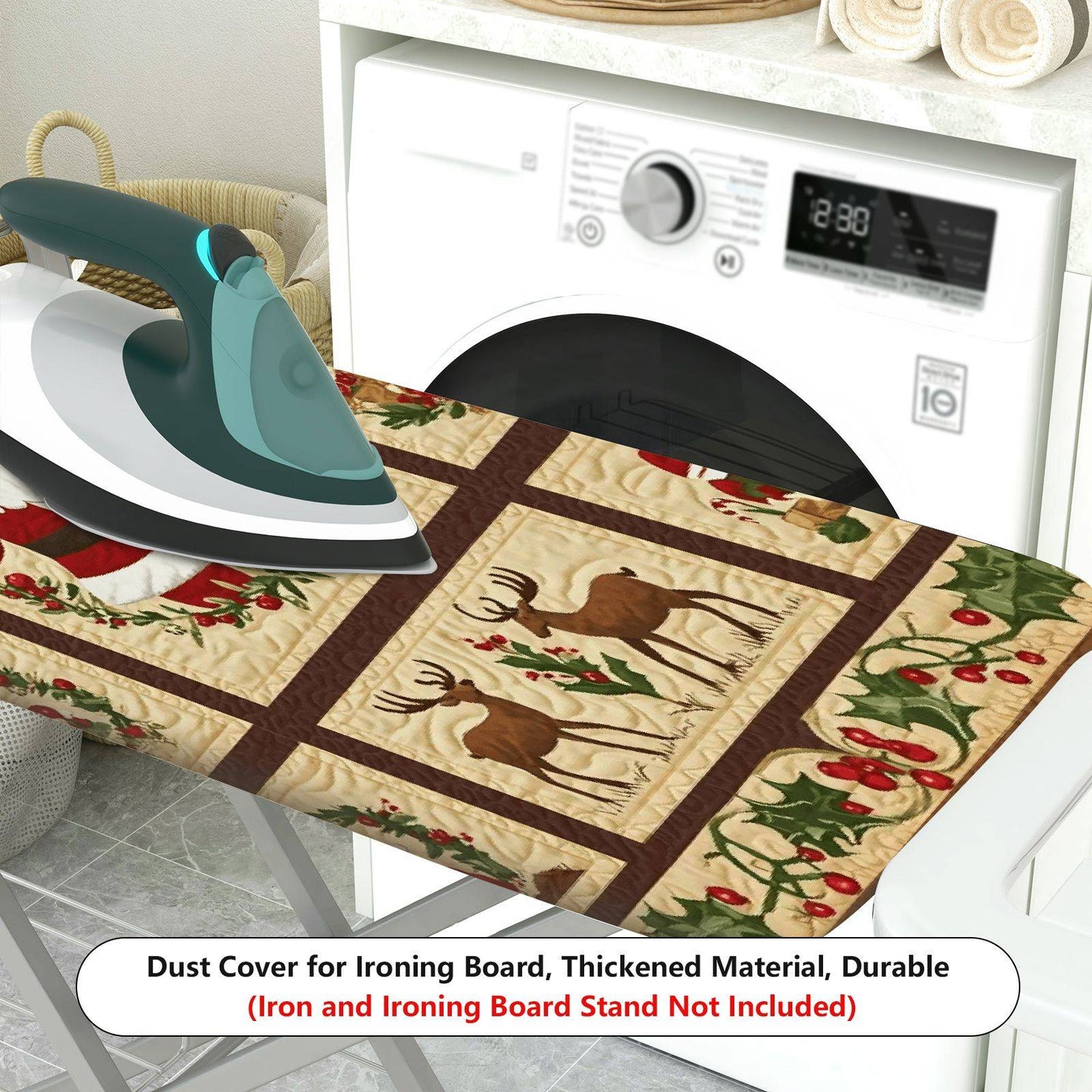 1-Piece Christmas Santa Reindeer  Ironing Board Cover, Universal Size, Without Board