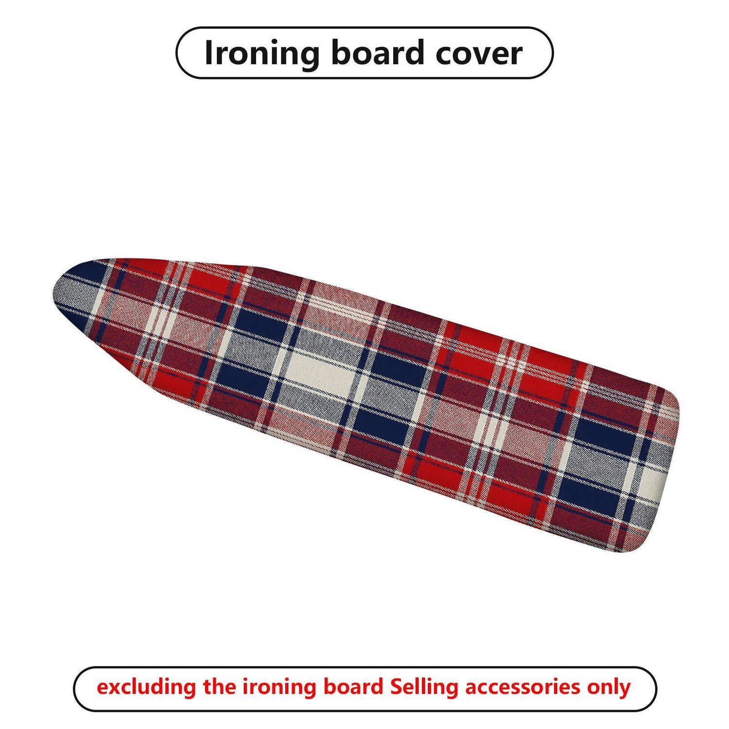 1-Piece Plaid Red Blue  Ironing Board Cover, Universal Size, Without Board
