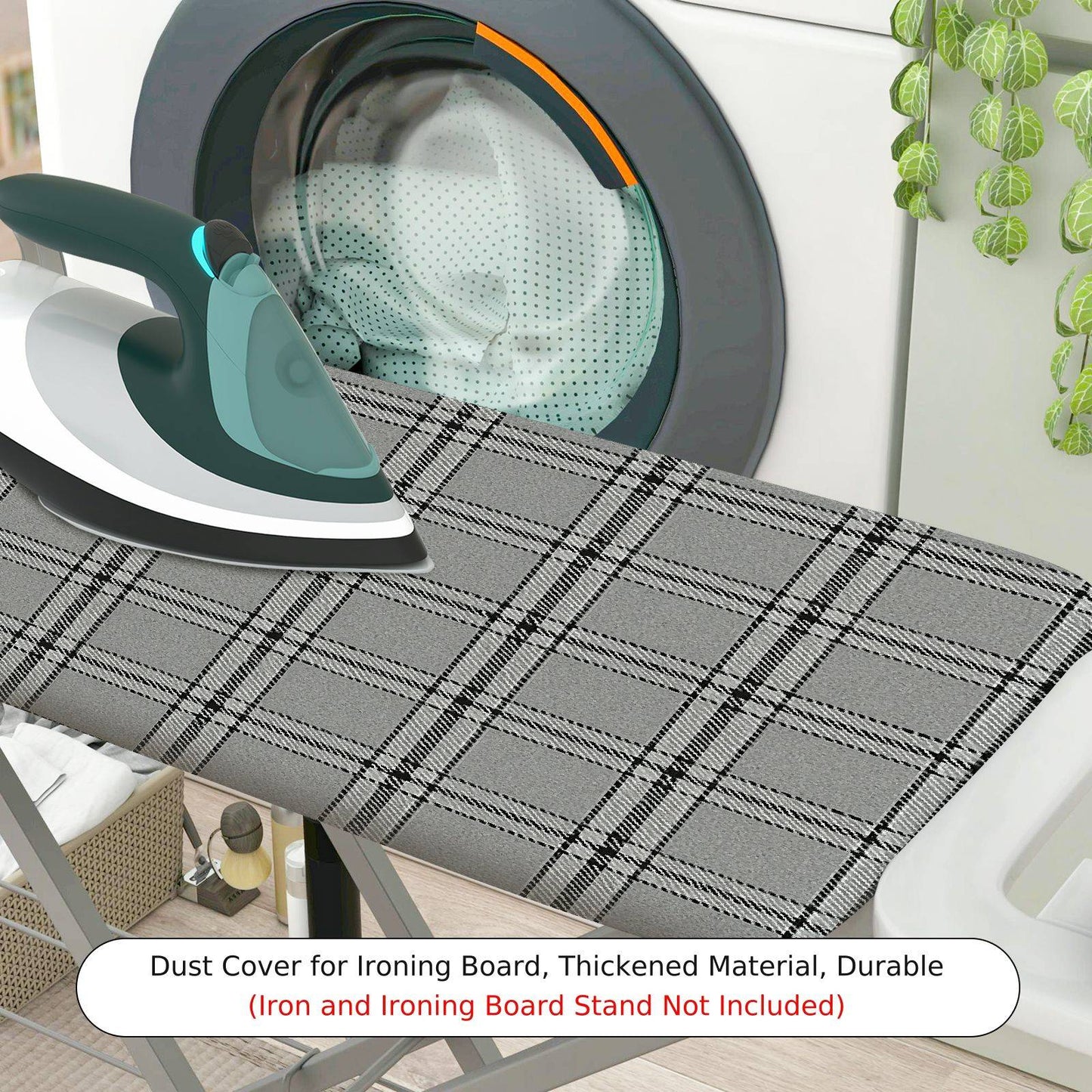 1-Piece Plaid Pattern Grey Classic  Ironing Board Cover, Universal Size, Without Board