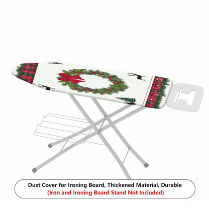 1-Piece Christmas Wreath Plaid Reindeer  Ironing Board Cover, Universal Size, Without Board