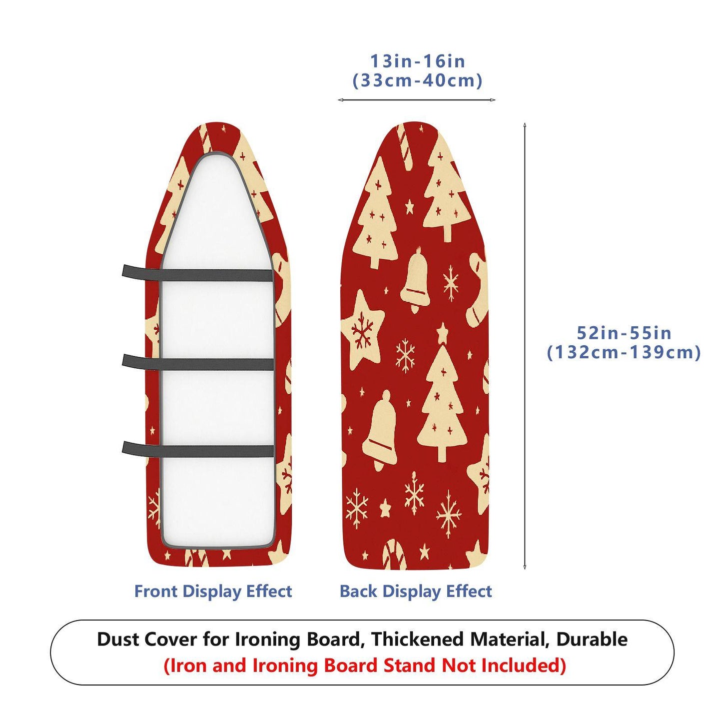 1-Piece Christmas Bell Tree  Ironing Board Cover, Universal Size, Without Board