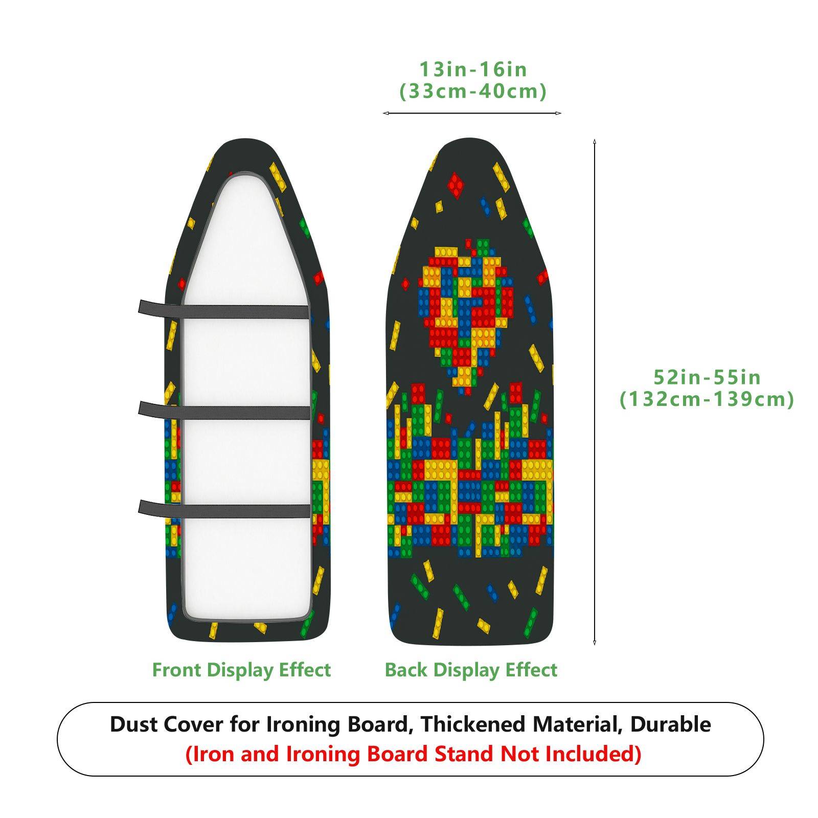 1-Piece Colorful Block Pattern Fun Playful  Ironing Board Cover, Universal Size, Without Board