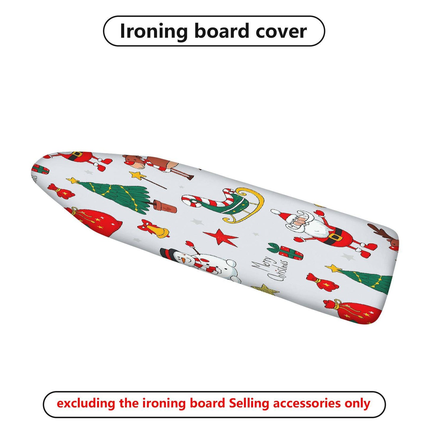 1-Piece Christmas Santa Tree Snowman  Ironing Board Cover, Universal Size, Without Board