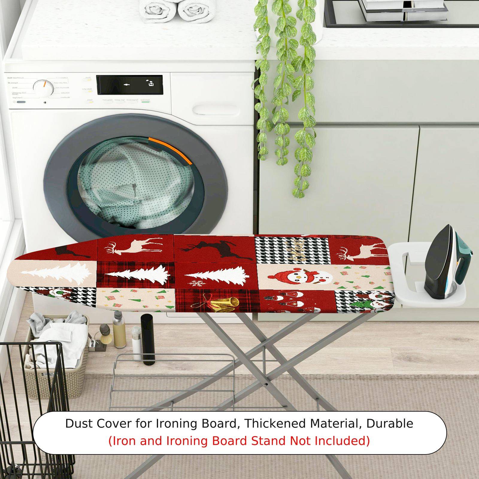 1-Piece Christmas Reindeer Snowman  Ironing Board Cover, Universal Size, Without Board