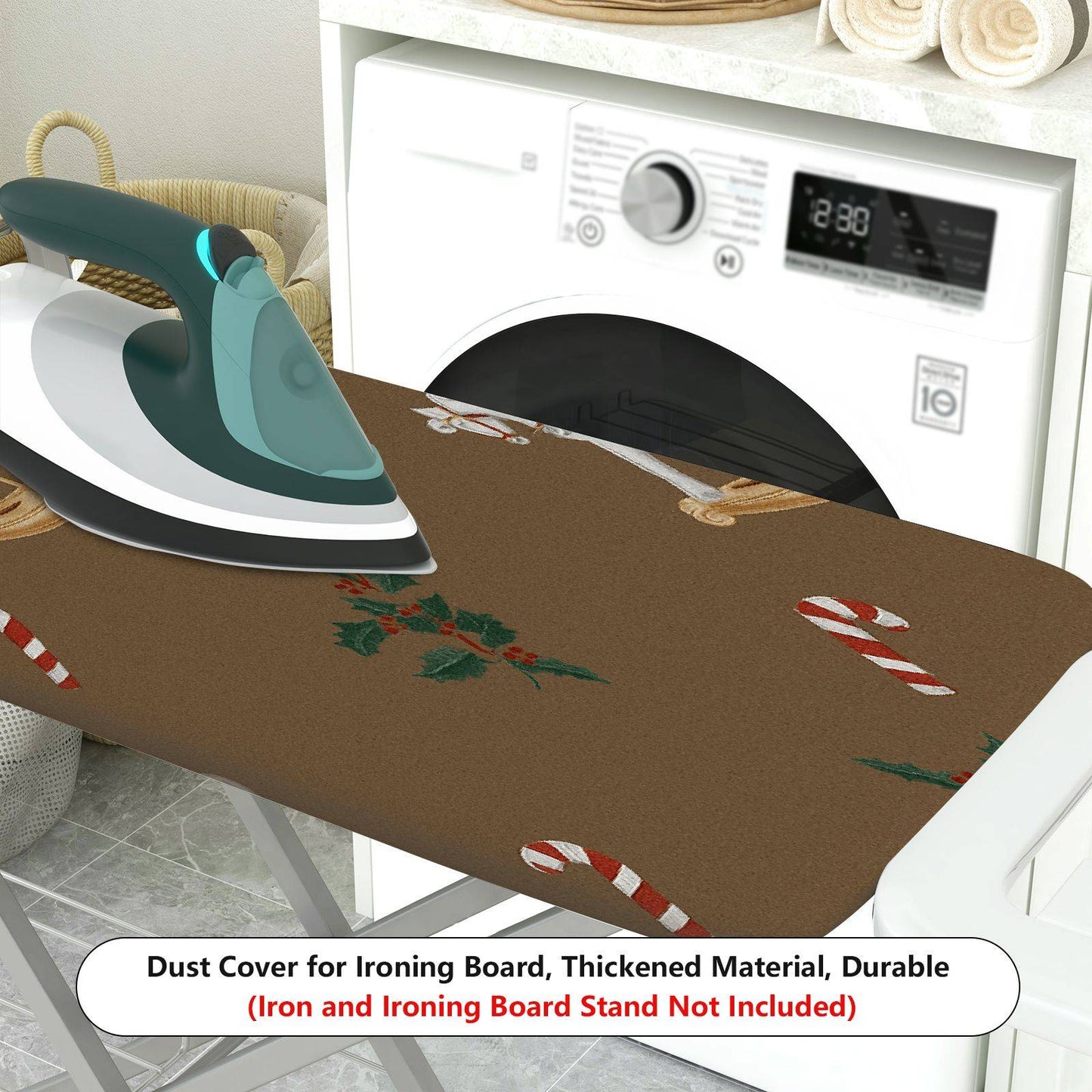 1-Piece Christmas Rocking Horse Holly  Ironing Board Cover, Universal Size, Without Board