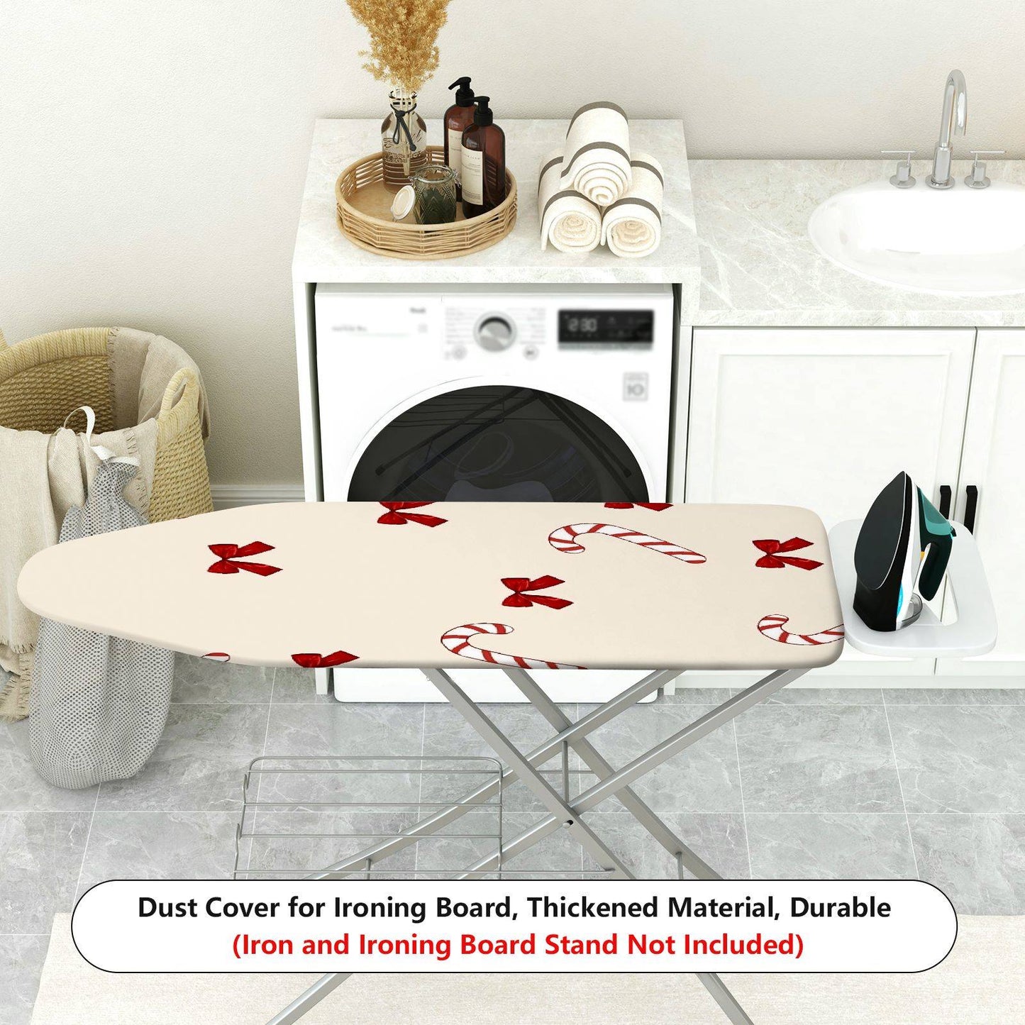 1-Piece Christmas Candy Cane Bow Holiday  Ironing Board Cover, Universal Size, Without Board