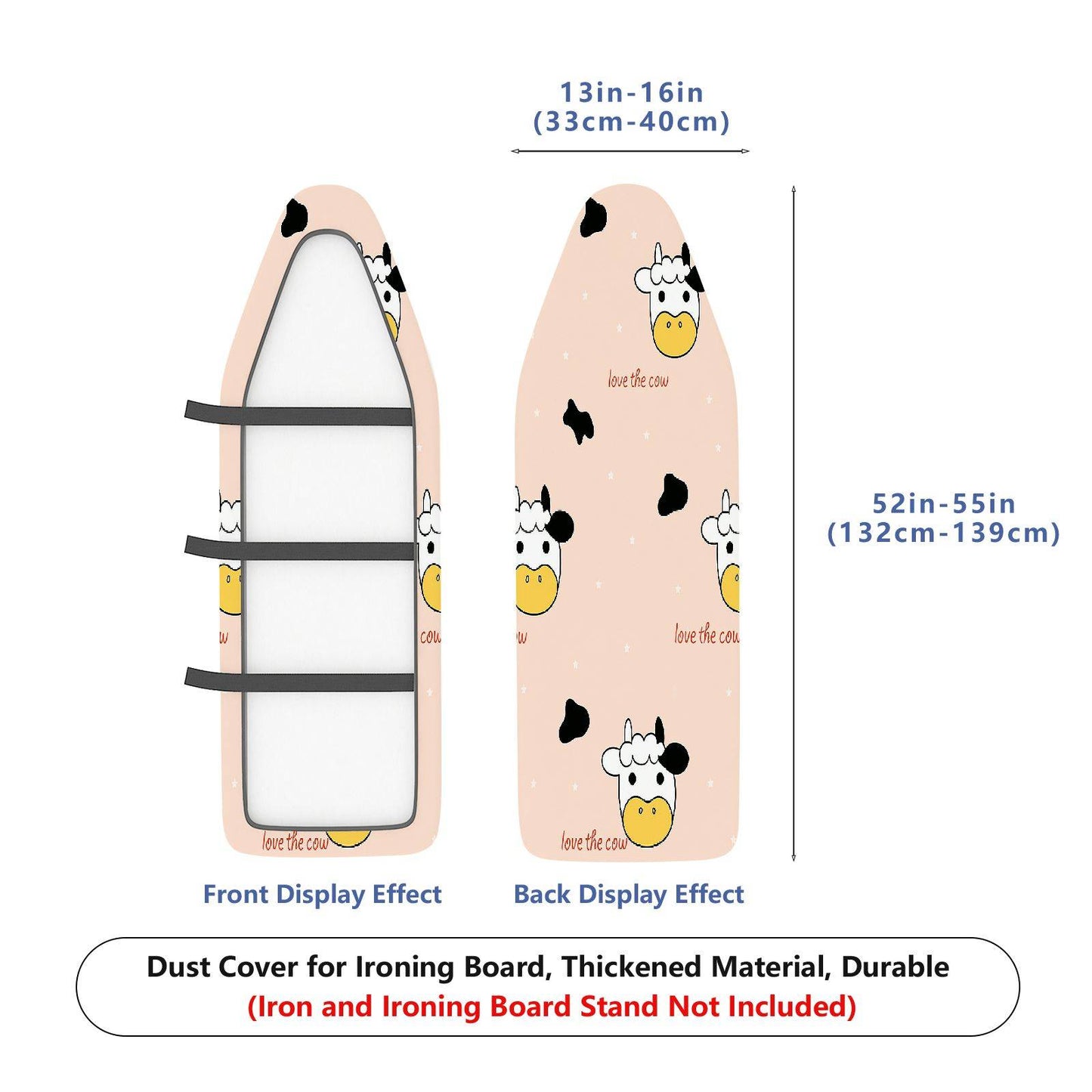 1-Piece Cow Print Cute Pink  Ironing Board Cover, Universal Size, Without Board