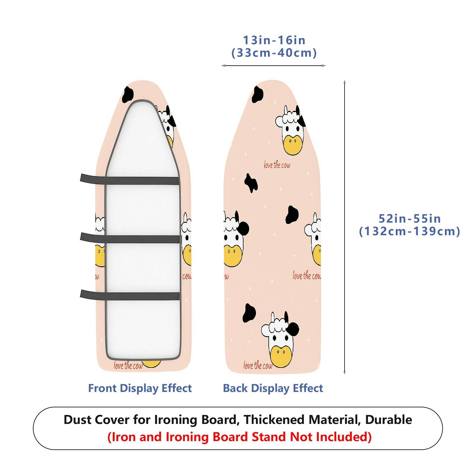 1-Piece Cow Print Cute Pink  Ironing Board Cover, Universal Size, Without Board