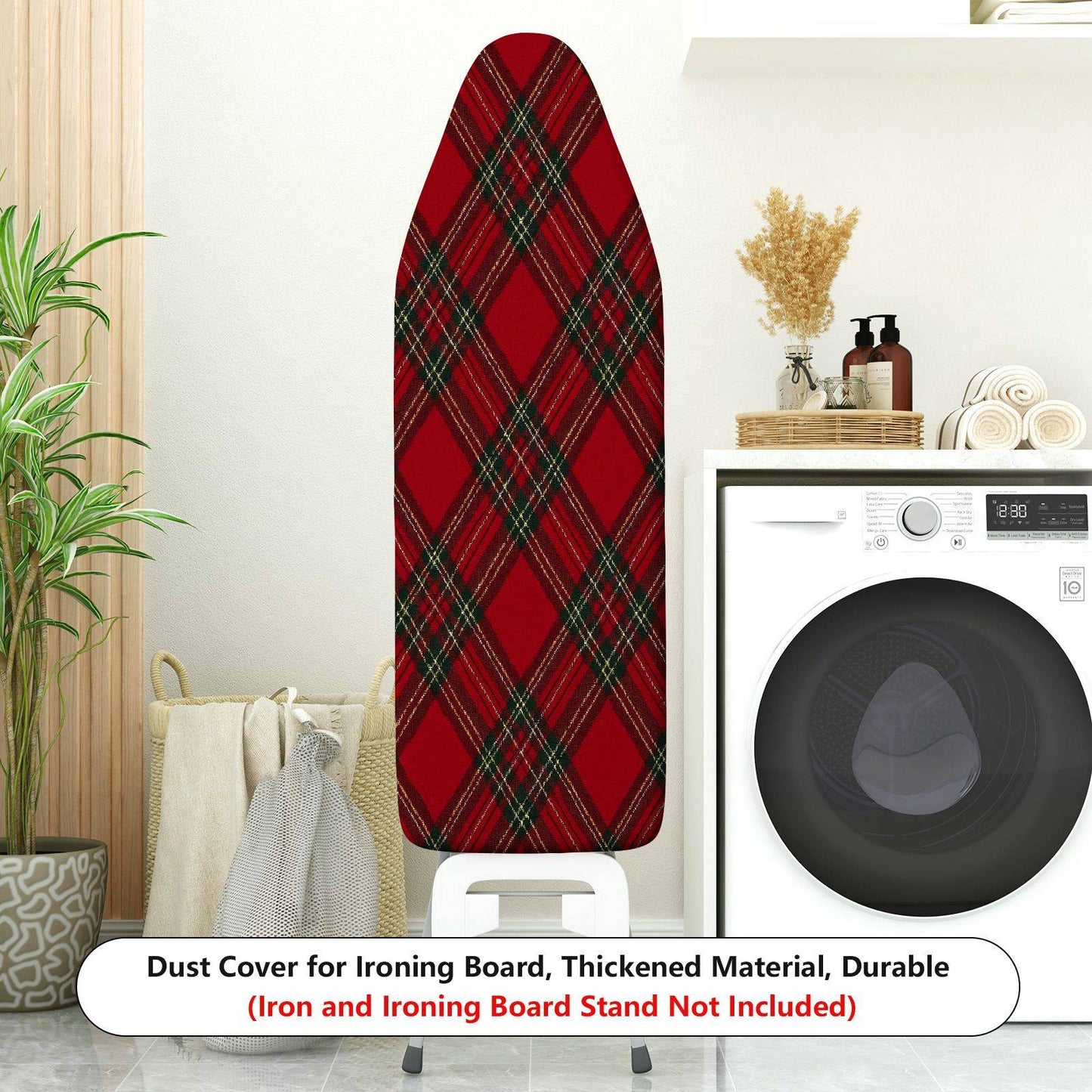 1-Piece Red Plaid Checked Pattern  Ironing Board Cover, Universal Size, Without Board