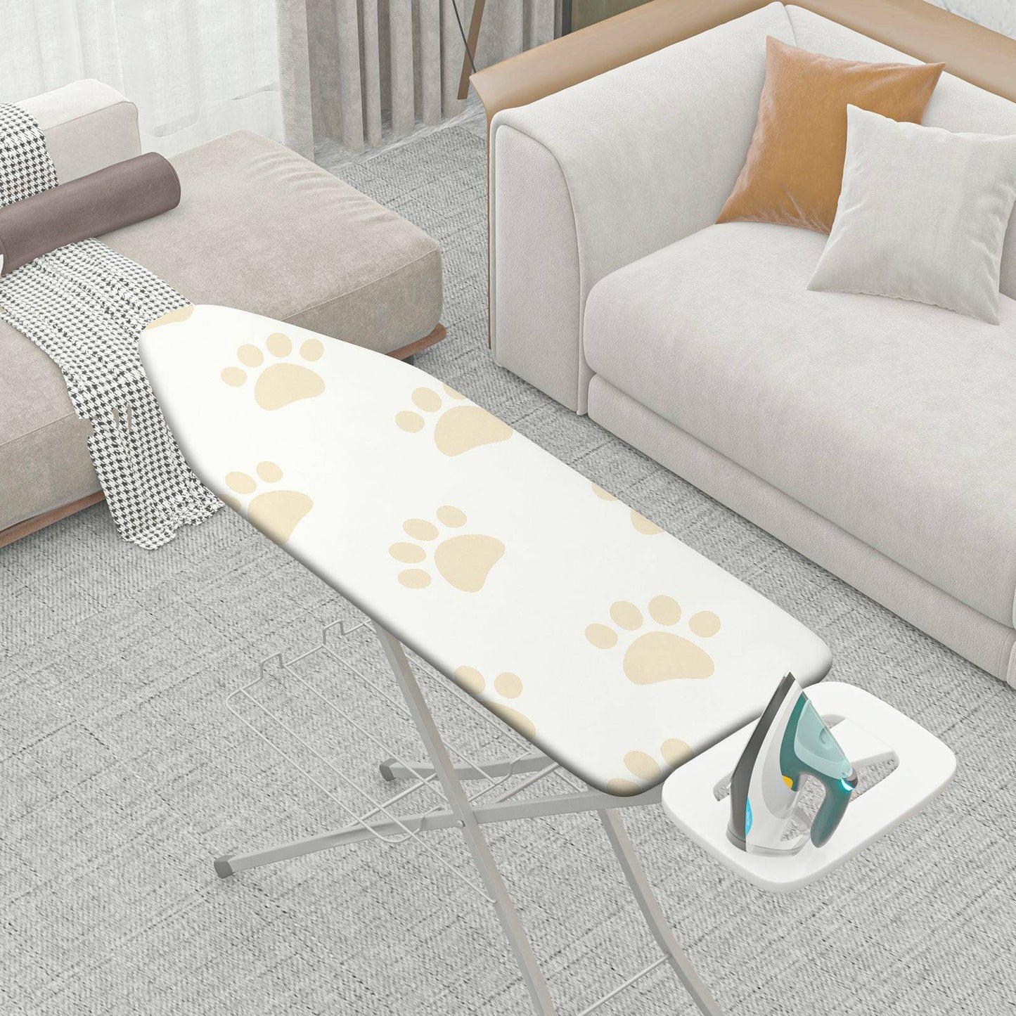 1-Piece Cute Paw Print Beige Minimalist  Ironing Board Cover, Universal Size, Without Board