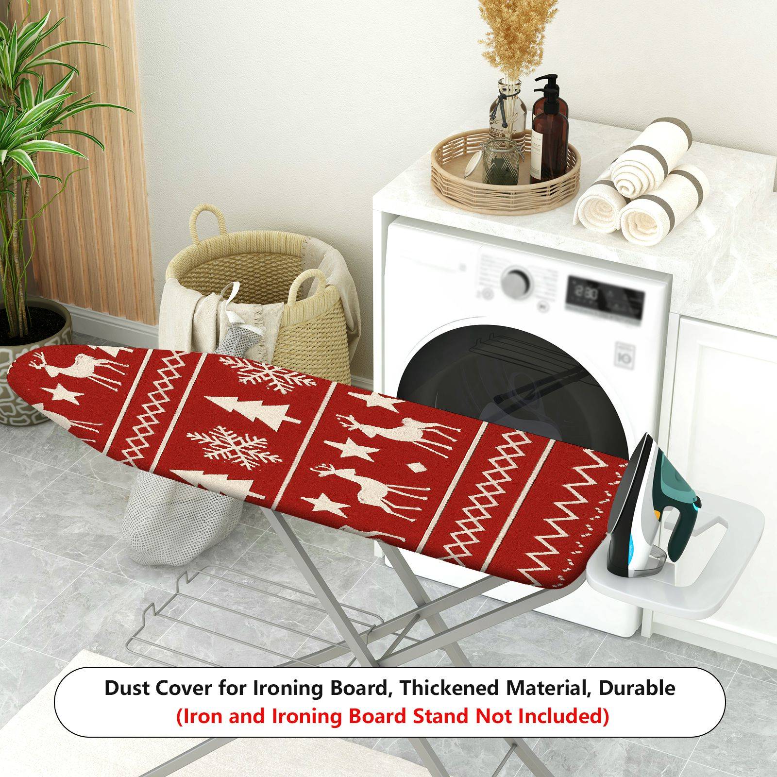 1-Piece Christmas Reindeer Snowflake  Ironing Board Cover, Universal Size, Without Board
