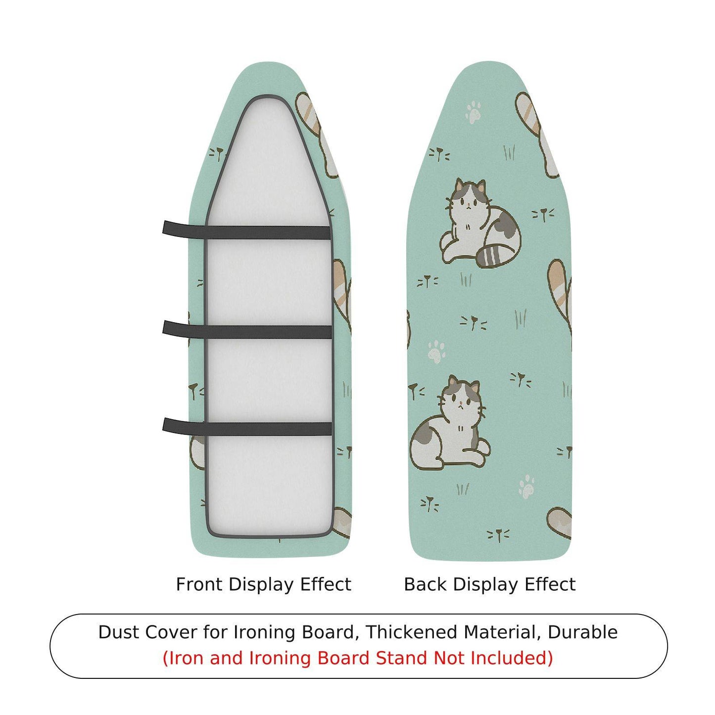 1-Piece Cat Paw Print Cute Green  Ironing Board Cover, Universal Size, Without Board
